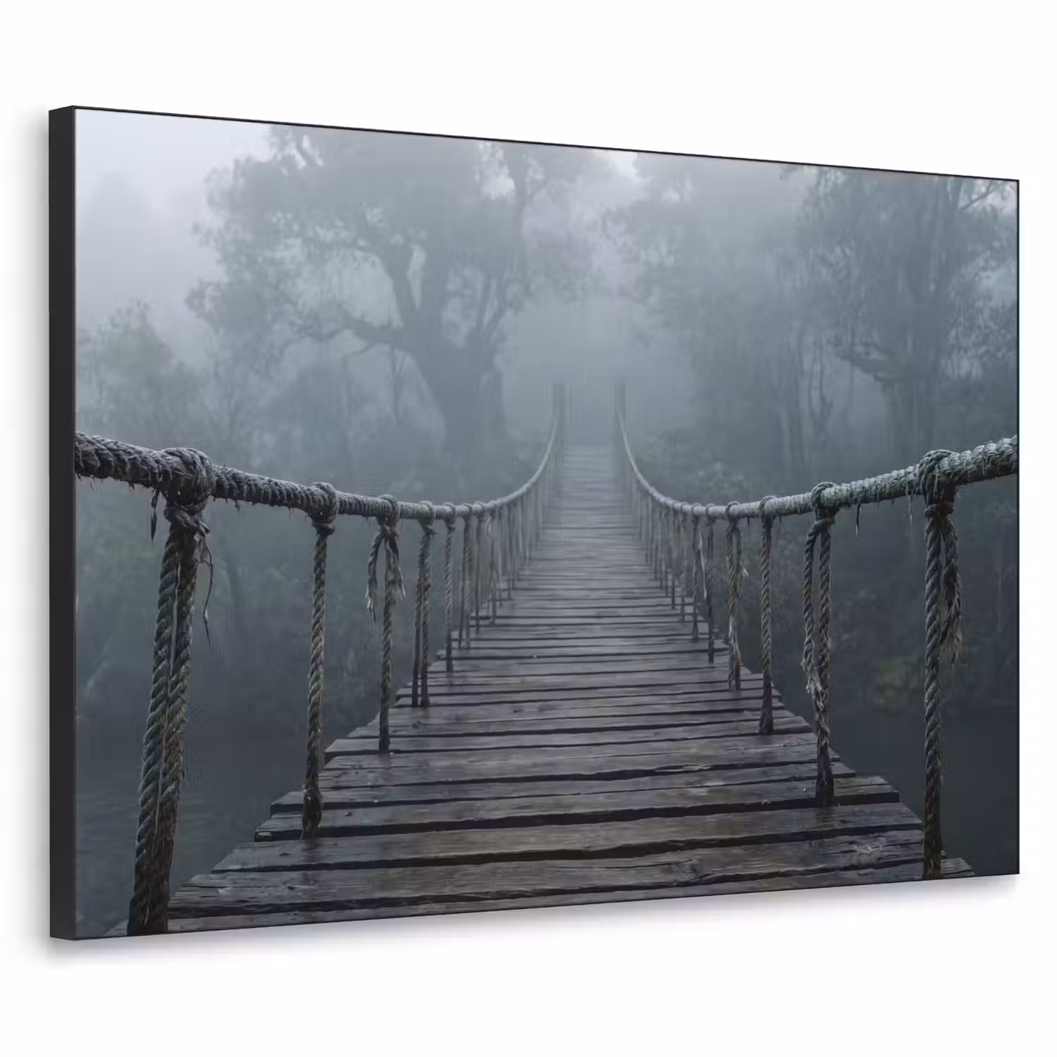 Brug - Jungle - Mist - Natuur Textielframe zwart klein -3d