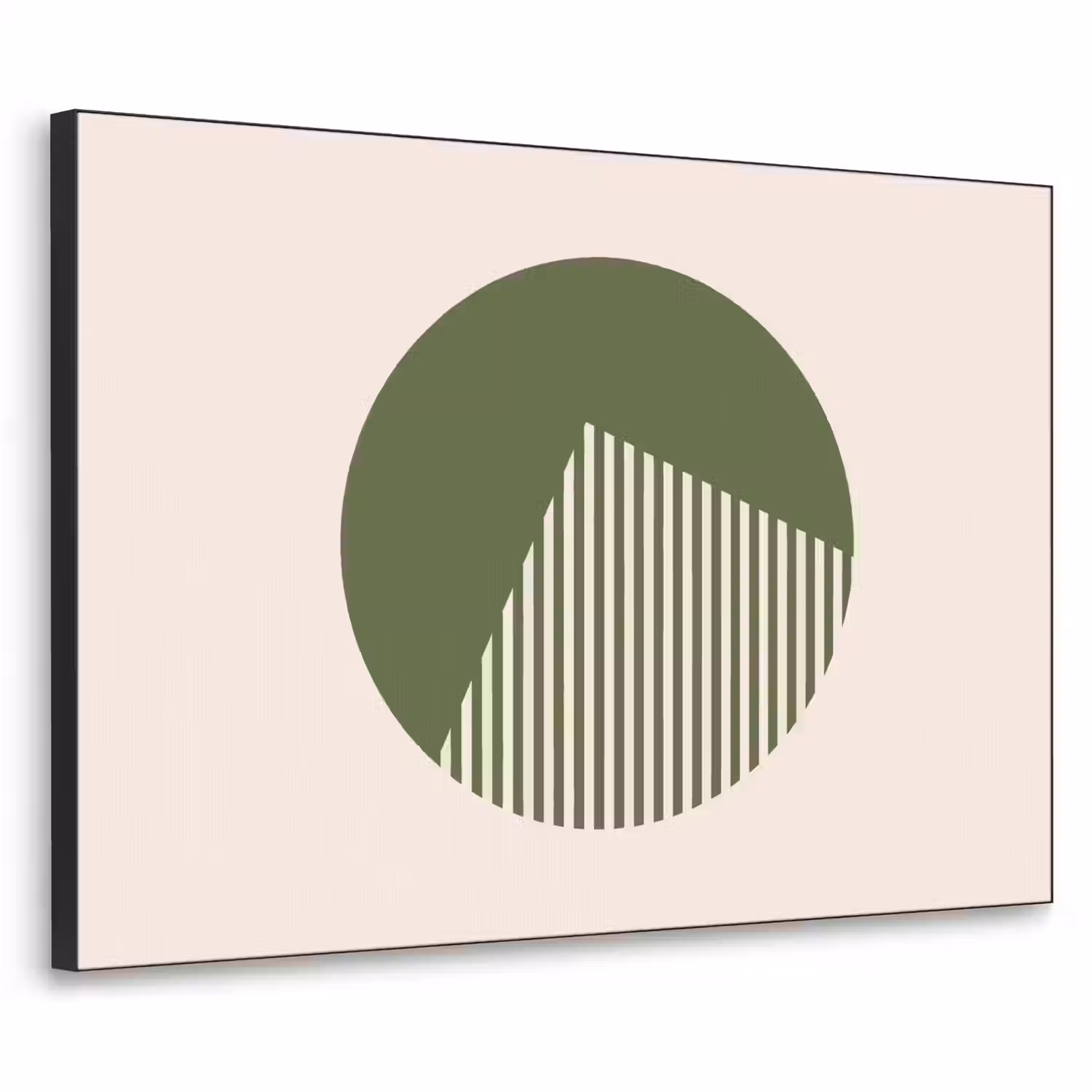 Cirkel - Strepen - Geometrisch - Abstract - Groen Textielframe zwart klein -3d