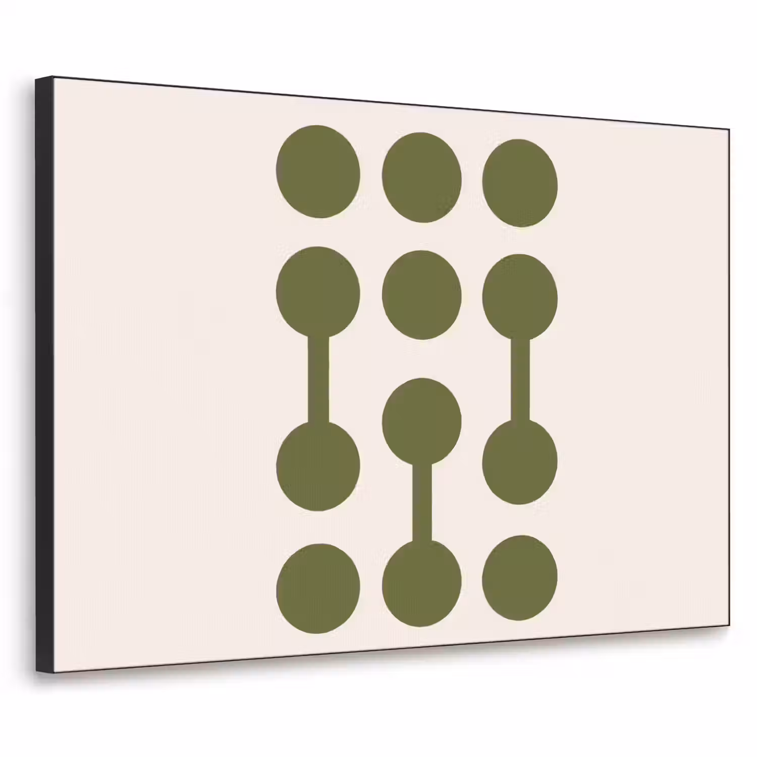 Cirkels - Geometrisch - Abstract - Modern - Groen Textielframe zwart klein -3d
