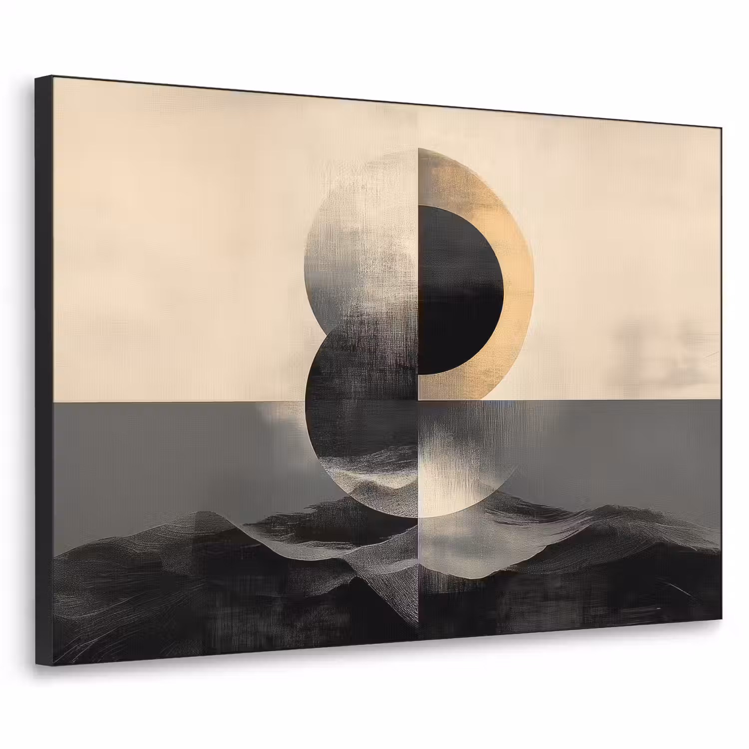 Cirkels - Schaduw - Abstract Textielframe - compleet frame klein -3d