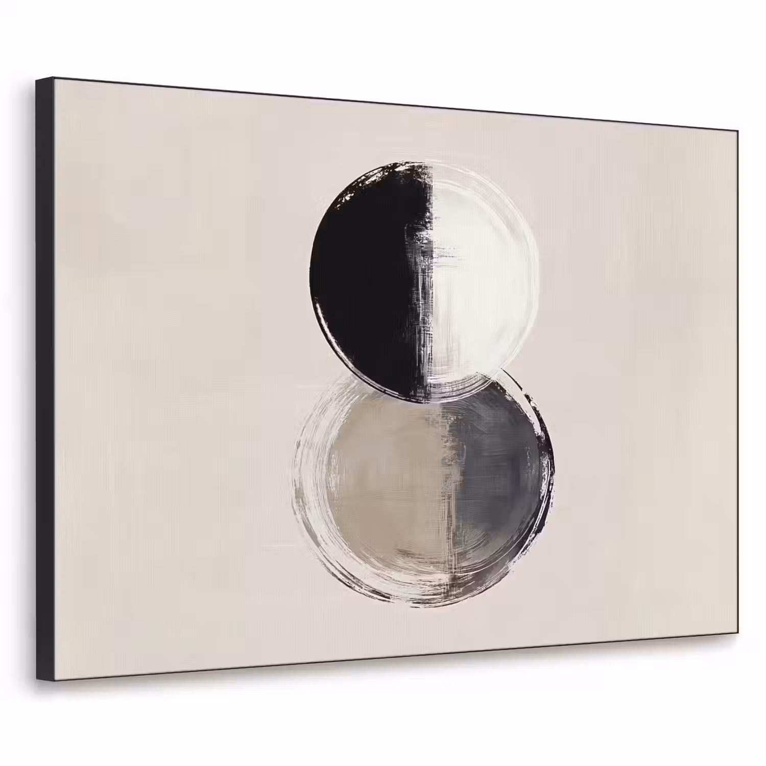 Cirkels - Strepen - Minimalistisch - Zwart Textielframe - compleet frame klein -3d