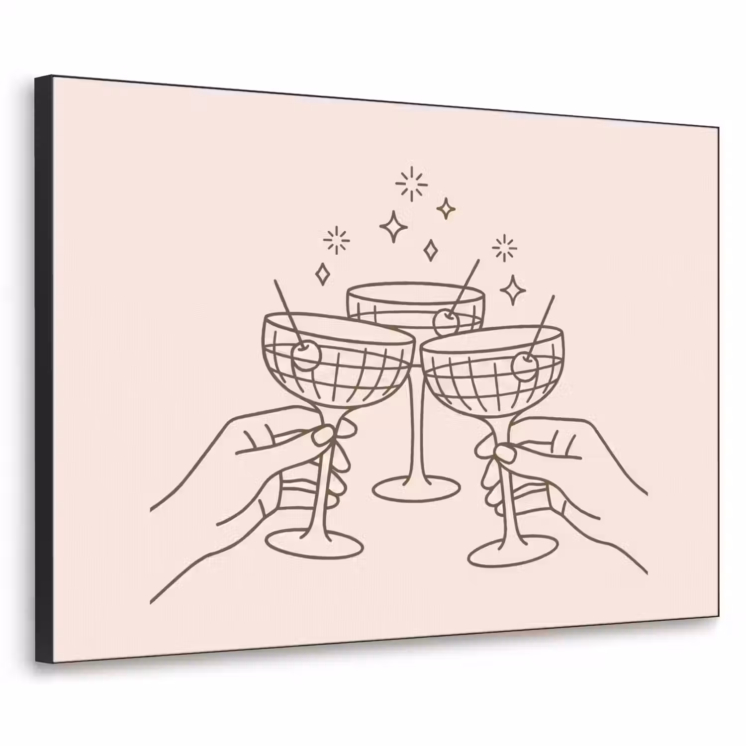 Drankjes - Feest - Proosten - Minimalistisch - Groen Textielframe zwart klein -3d