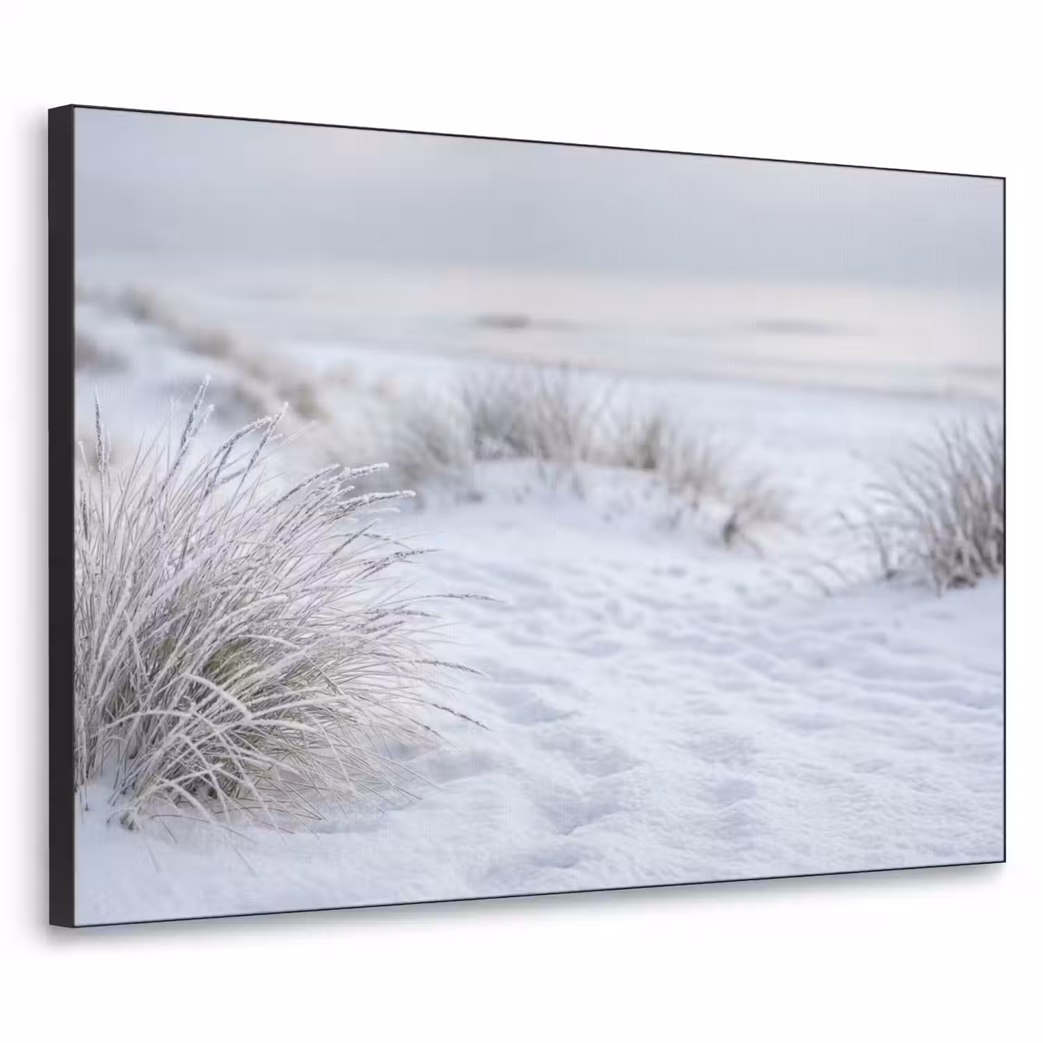 Duinen - Sneeuw - Strand - Winter - Serene Textielframe zwart klein -3d