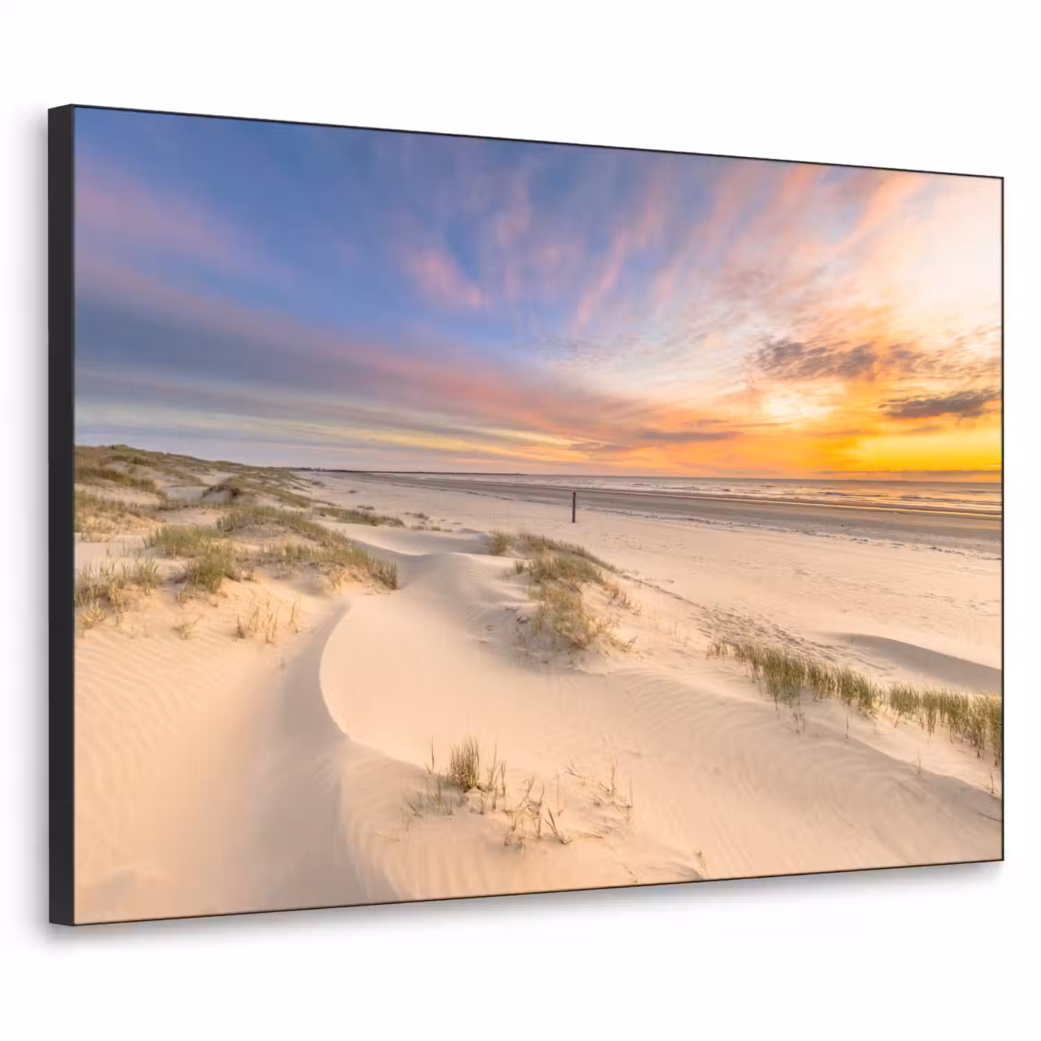 Duinen - Strand - Zonsondergang - Natuur - Zomer Textielframe zwart klein -3d