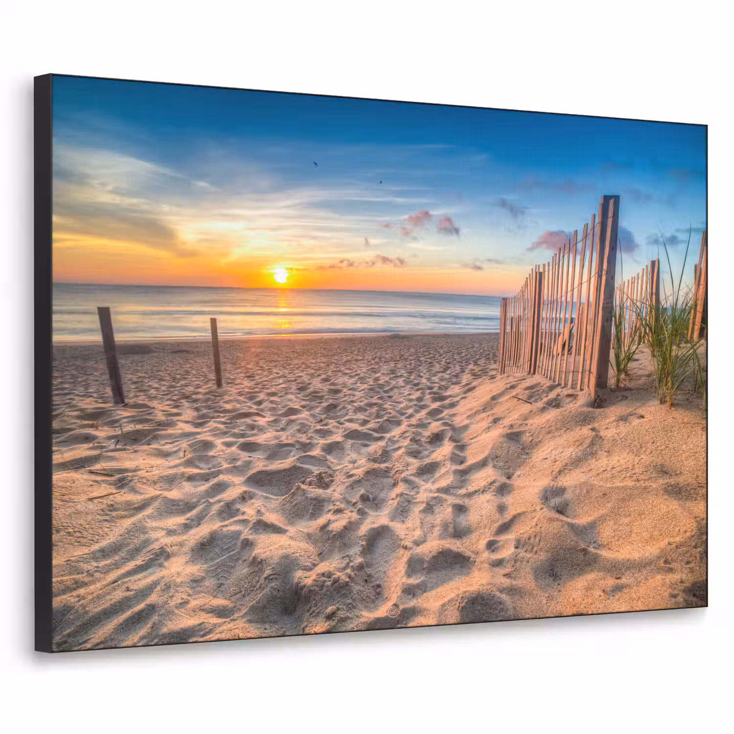 Duinen - Zonsondergang - Strand - Zee - Horizon Textielframe zwart klein -3d