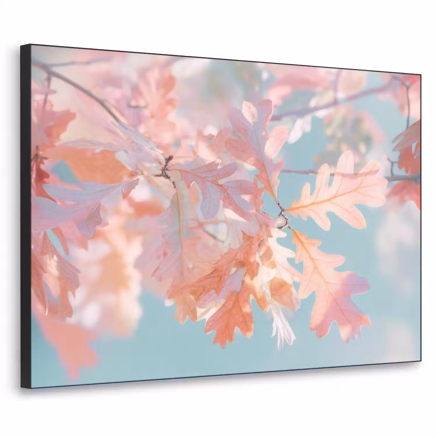 Eikenbladeren - Takken - Roze Textielframe - compleet frame klein -3d