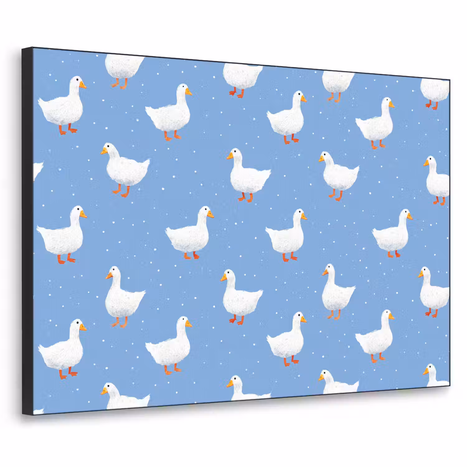 Ganzen - Elegant - Blauw Textielframe zwart klein 947 -3d