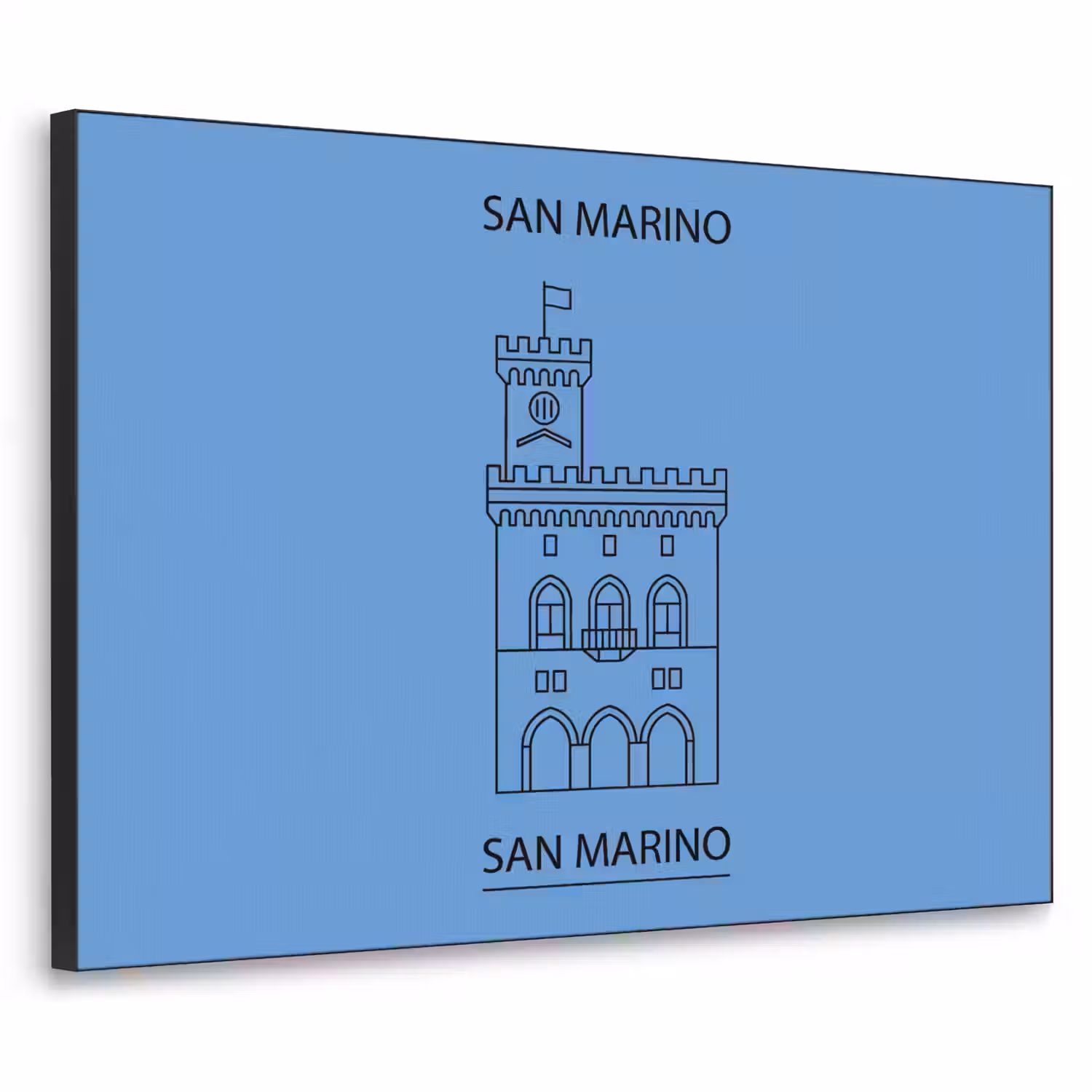 Gebouw - San Marino - Architectuur - Lijntekening - Blauw Textielframe zwart klein -3d