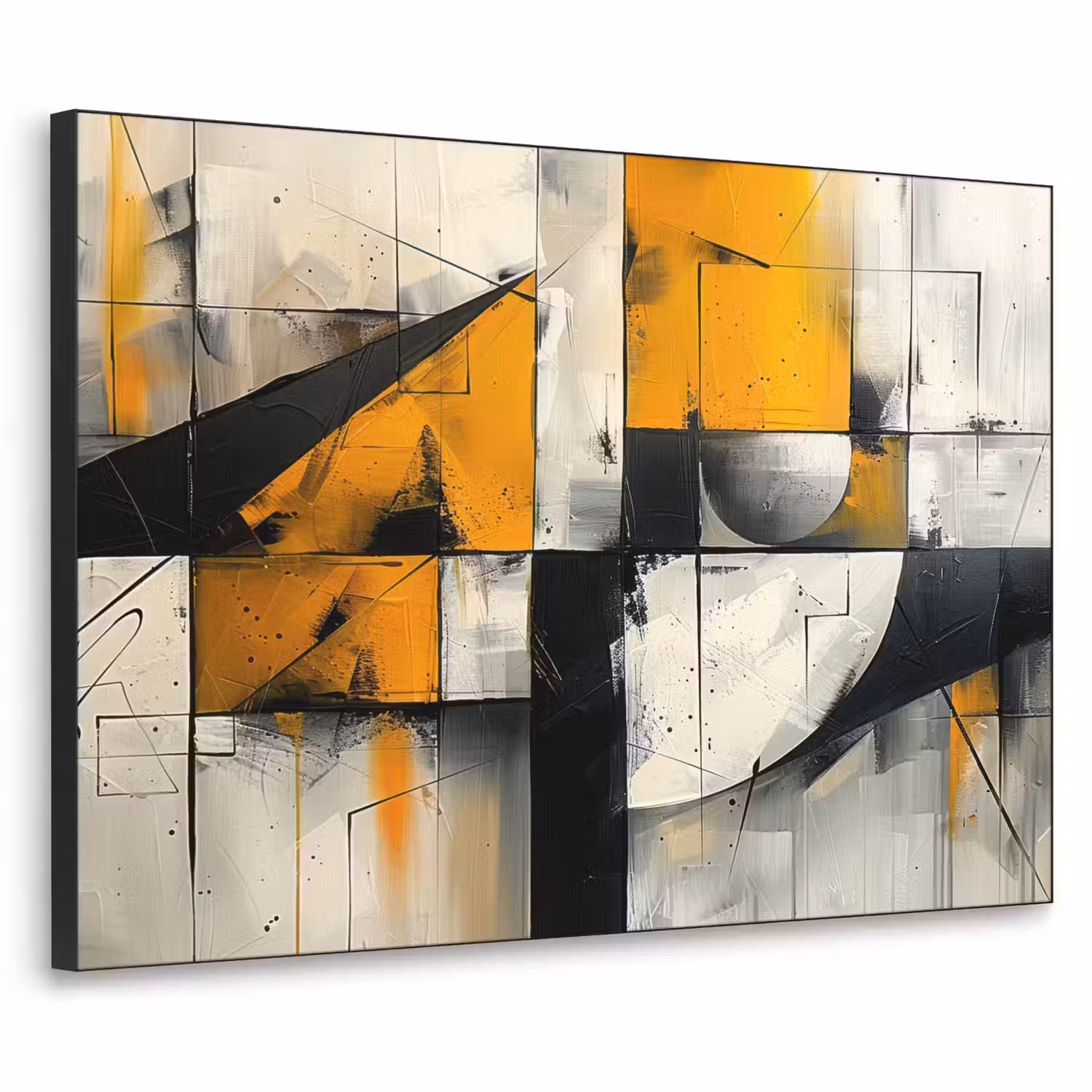 Geel - Abstract - Modern - Vormen Textielframe - compleet frame klein -3d
