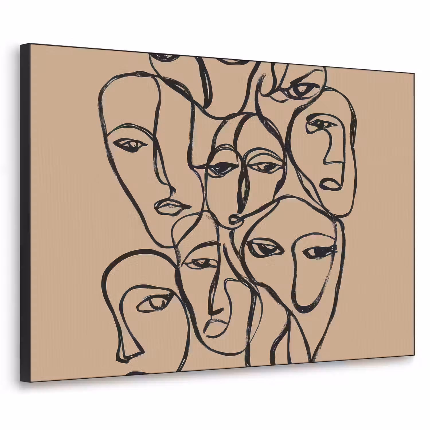 Gezichtenzee - Lijntekening - Abstract Textielframe - compleet frame klein -3d