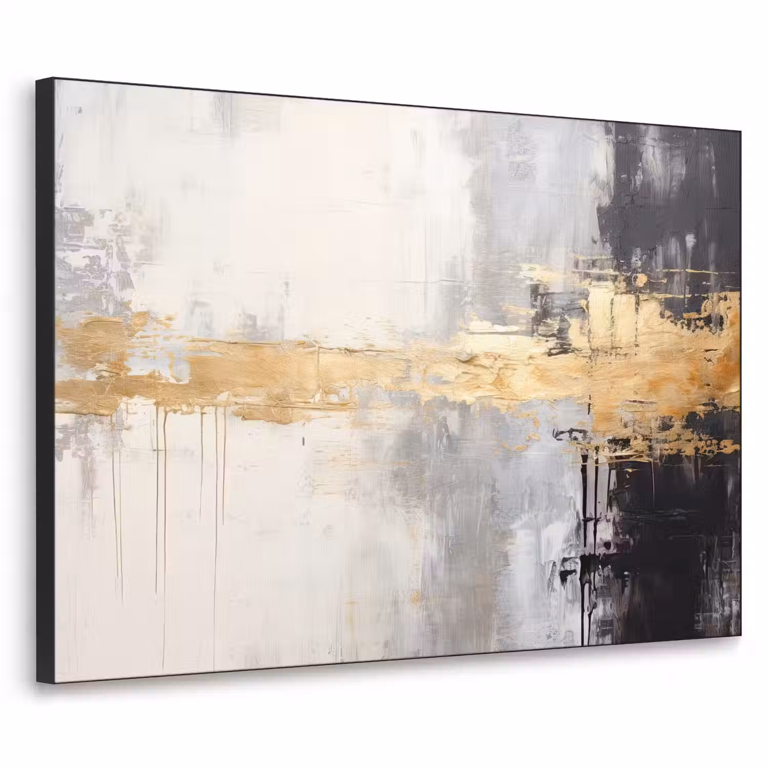 Goud - Luxe - Acryl - Kunst Textielframe zwart klein -3d