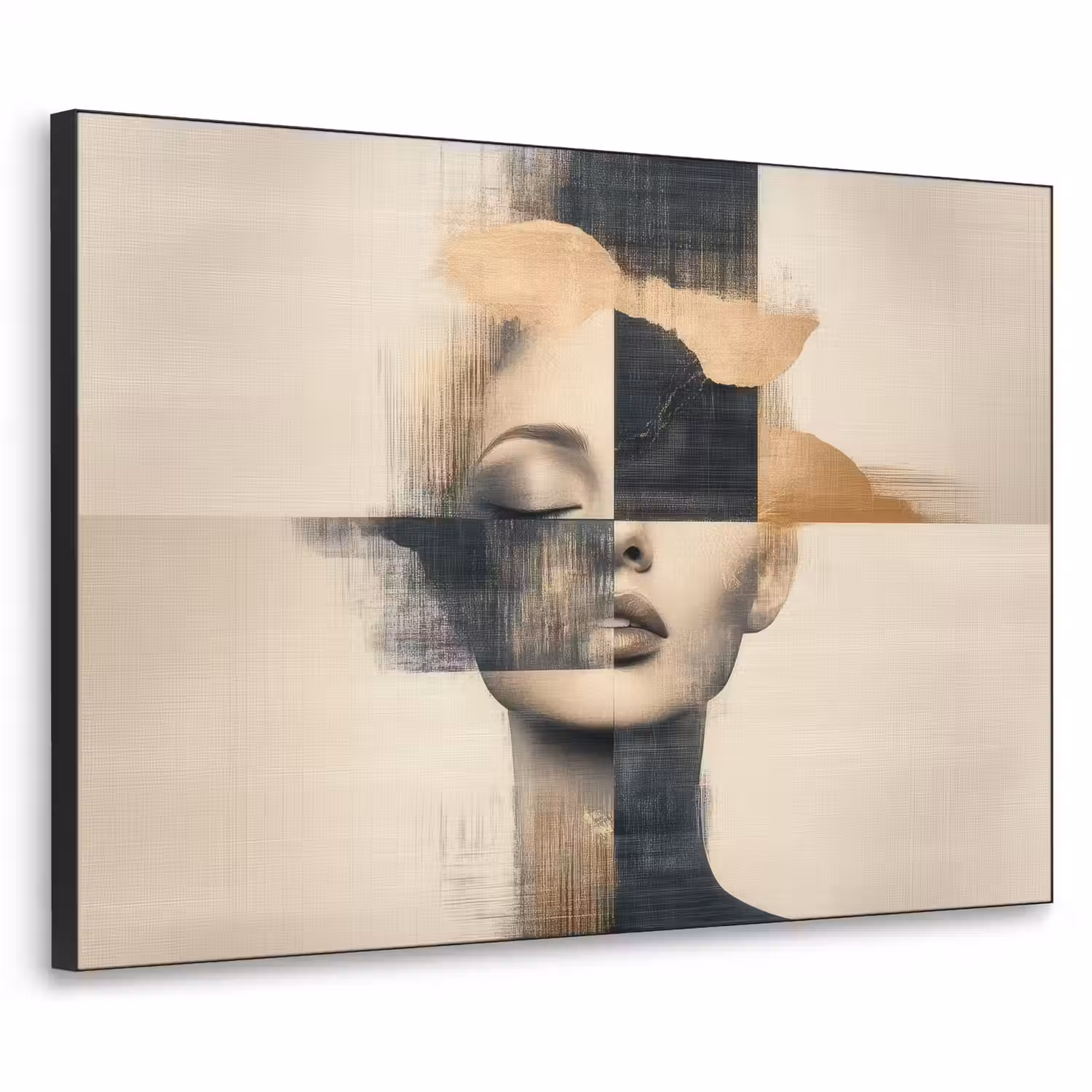Goud - Vrouw - Rechthoeken Textielframe - compleet frame klein -3d
