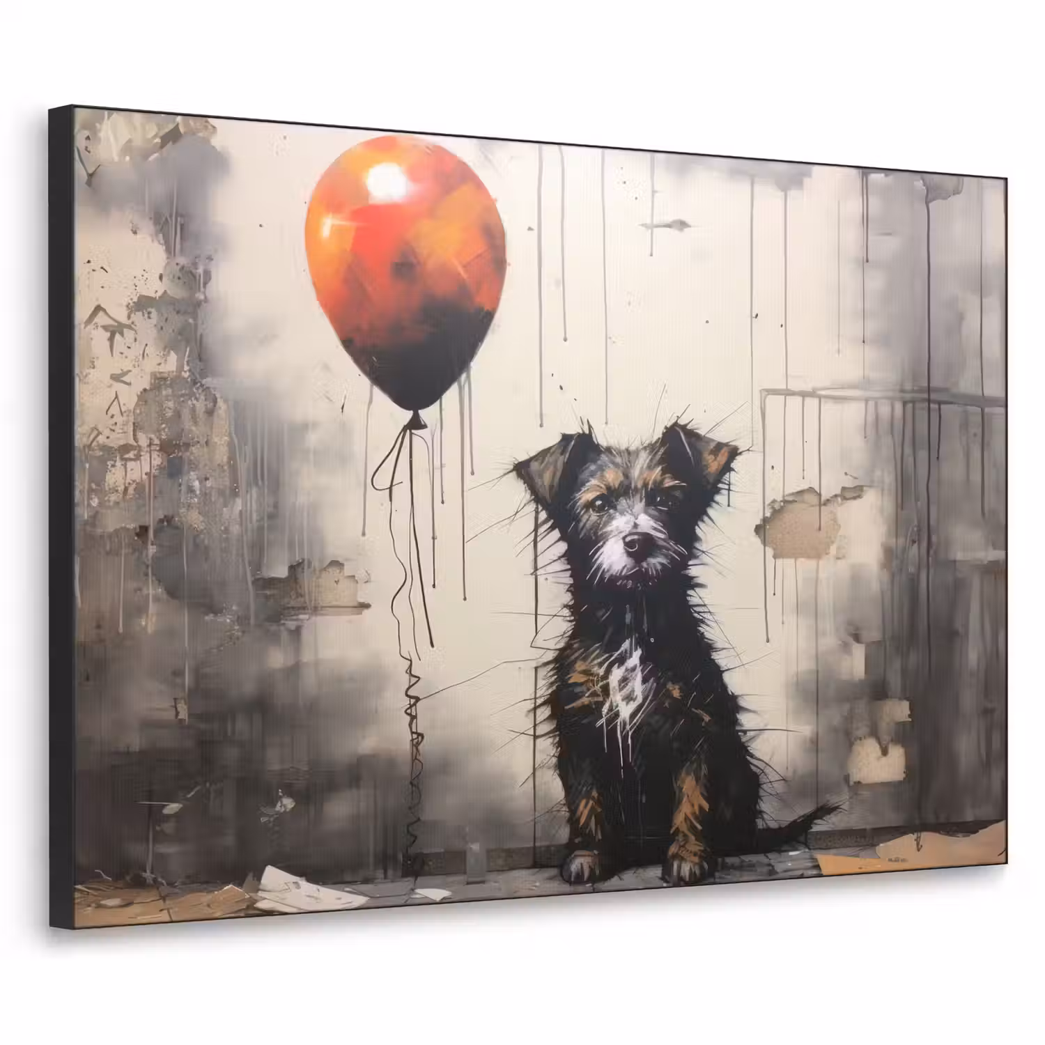 Graffiti - Hond - Ballon - Dieren Textielframe - compleet frame klein -3d