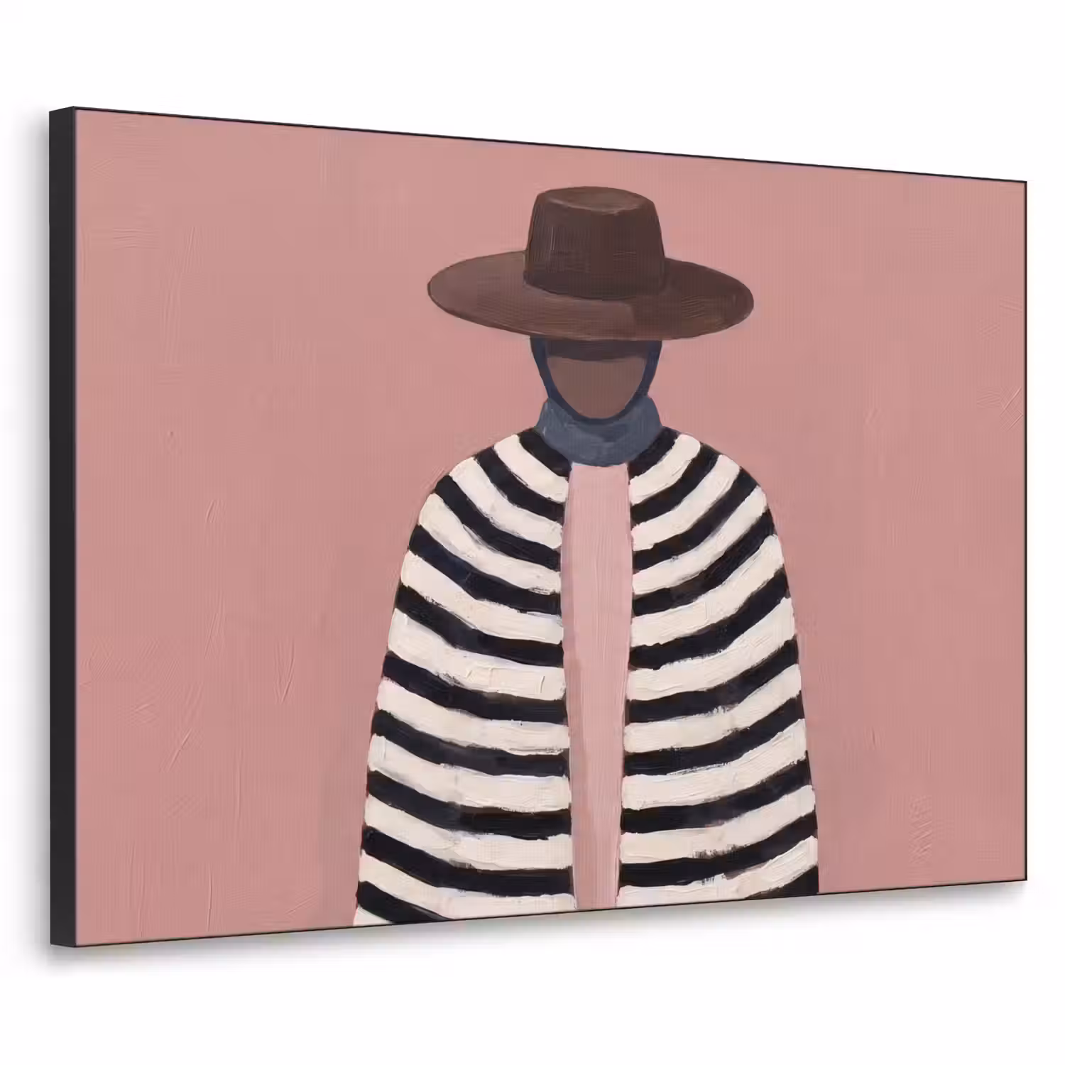 Grafisch - Vrouw - Roze Textielframe zwart klein -3d