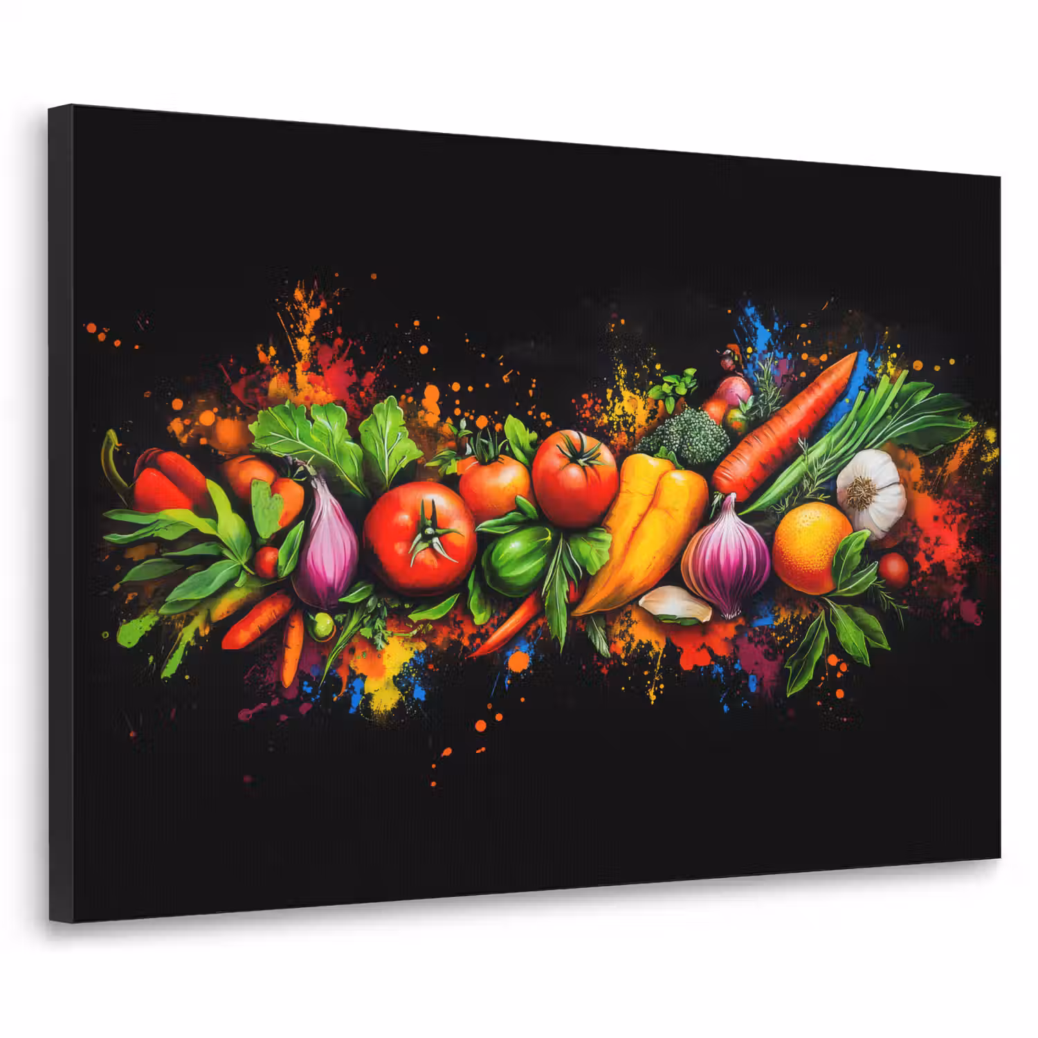 Groente - Eten - Kruiden - Graffiti - Koken Textielframe - compleet frame klein -3d