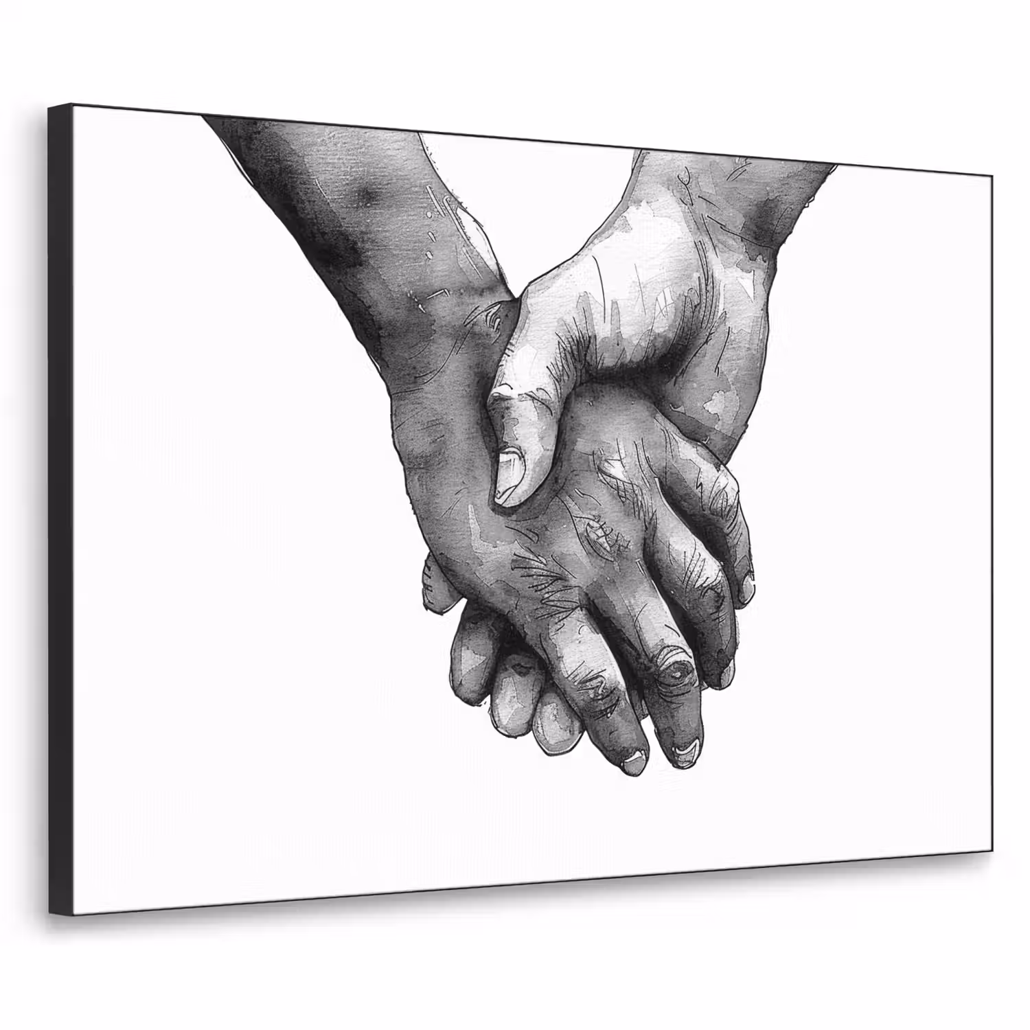 Handen - Zwart wit - Modern - Kunst Textielframe - compleet frame klein -3d