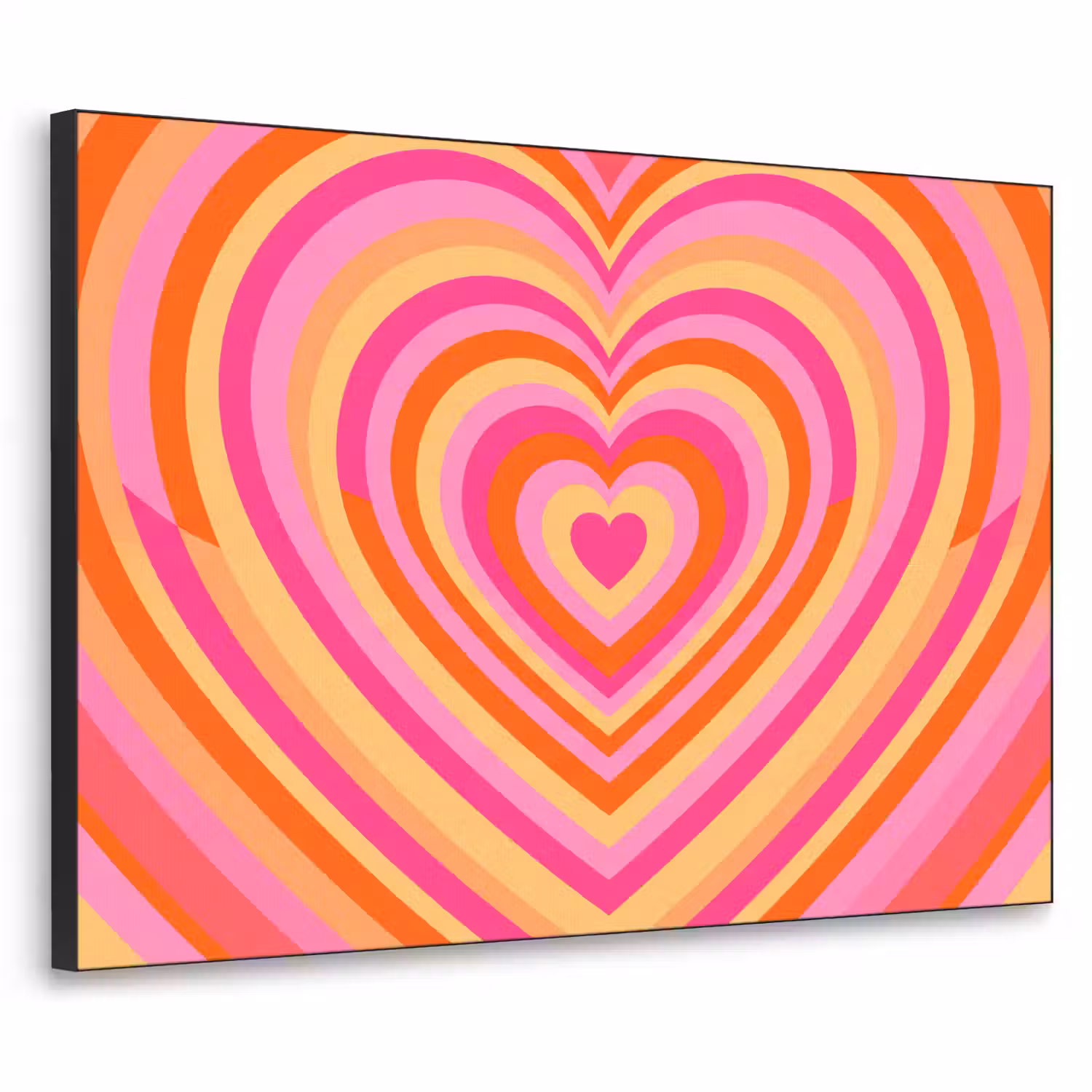 Hart - Concentrisch - Abstract - Liefde - Kleurrijk Textielframe zwart klein -3d