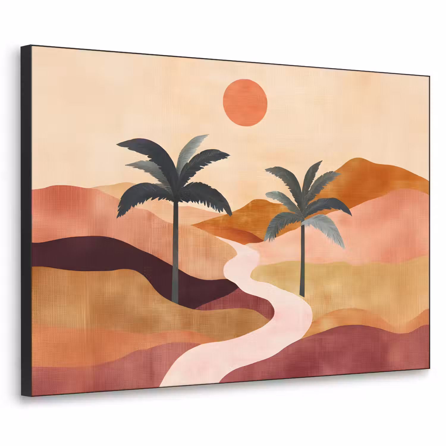 Heuvels - Palmbomen - Abstract Textielframe - compleet frame klein -3d