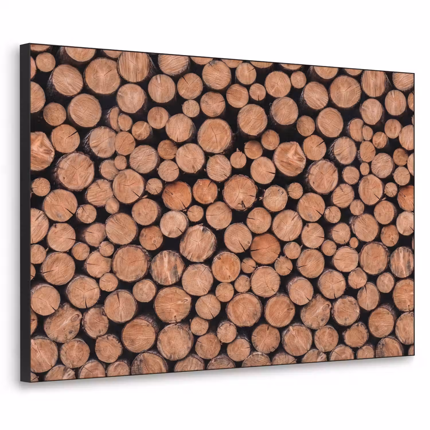 Houtblokken - Textuur - Patroon - Bruin - Rustiek Textielframe zwart klein -3d