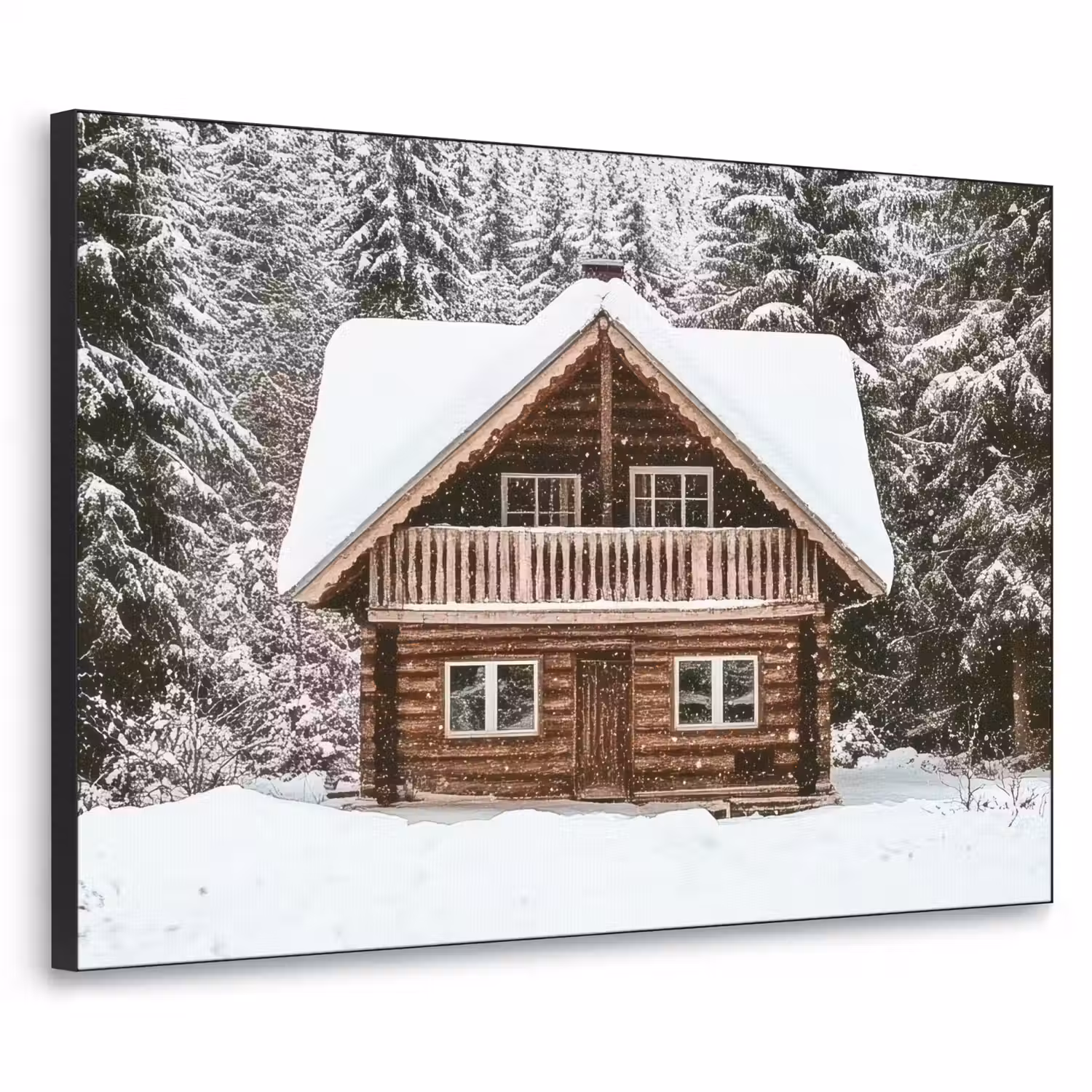 Huis - Bos - Winter - Natuur - Sneeuw Textielframe - compleet frame klein -3d