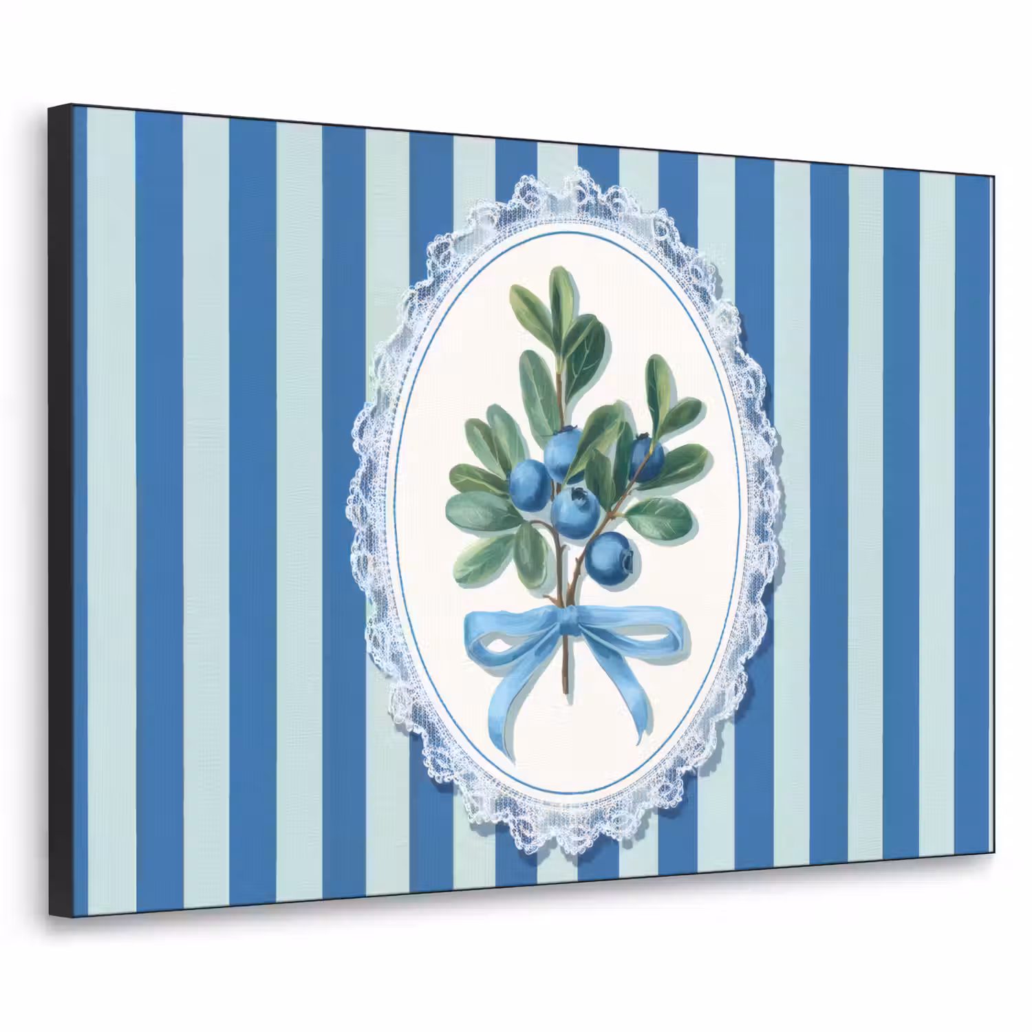 Illustratie - Bessen - Blauw - Strepen Textielframe - compleet frame klein -3d