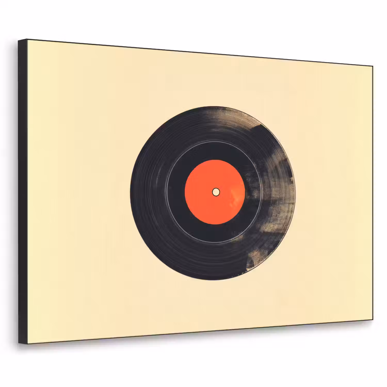 Illustratie - Vinylplaat - Beige - Vintage Textielframe - compleet frame klein -3d