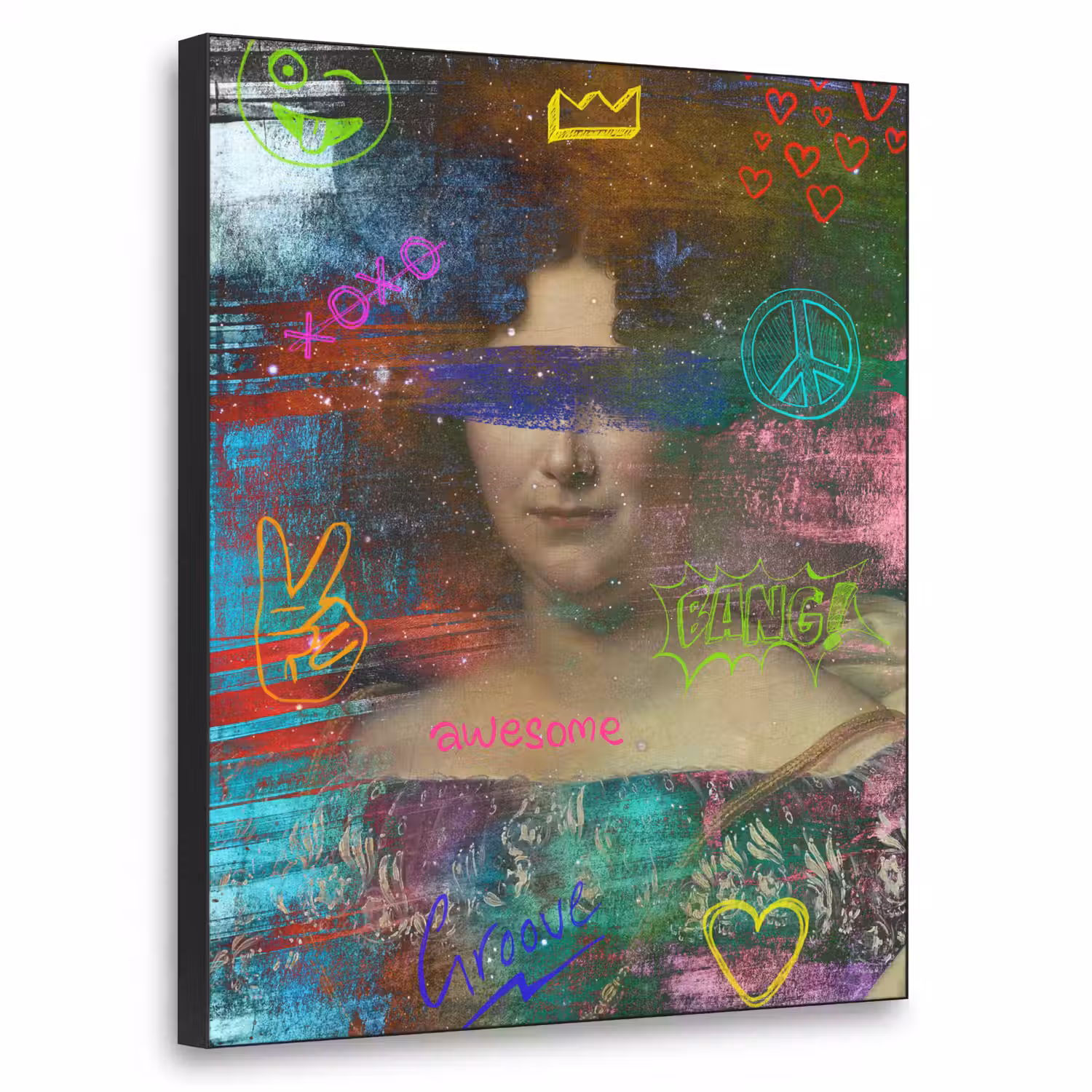 Johanna Henriette Engelen - Dubois Drahonet - Graffiti Textielframe zwart klein -3d