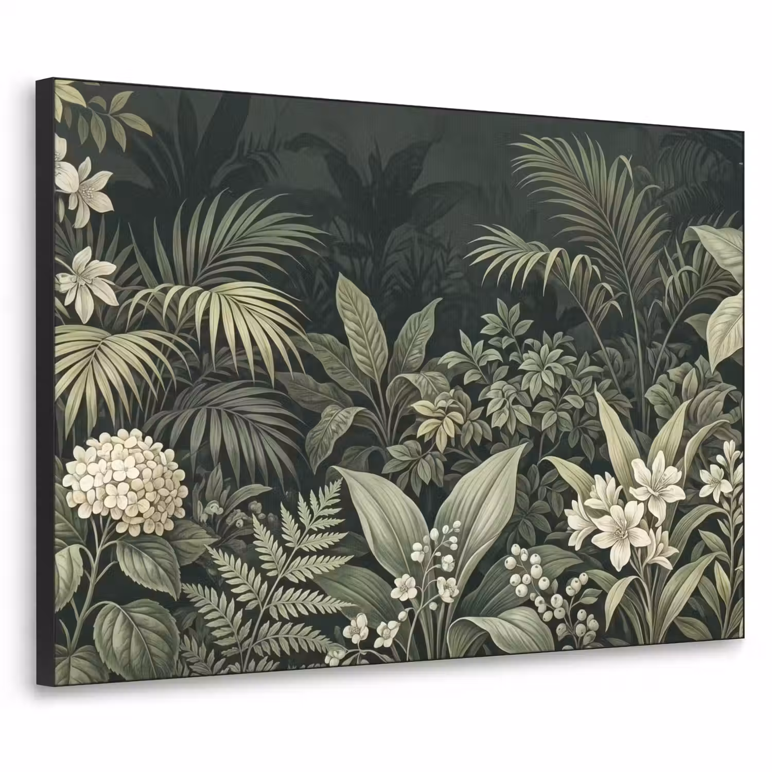 Jungle - Bladeren - Botanisch - Groen Textielframe zwart klein -3d