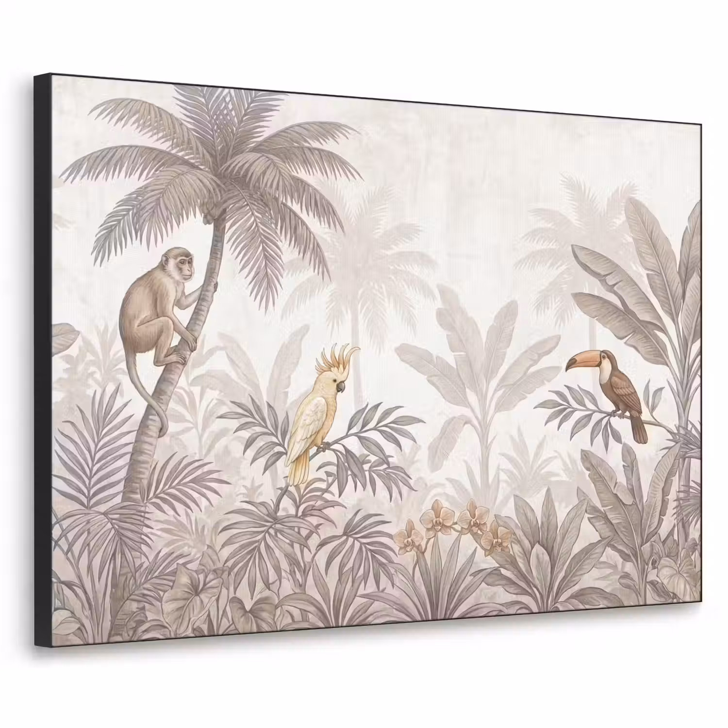 Jungle - Dieren - Palmbomen Textielframe zwart klein -3d