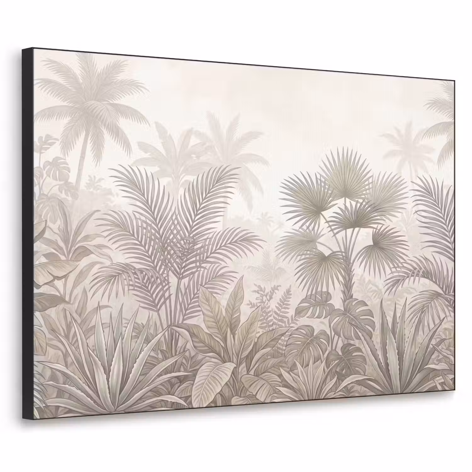 Jungle - Tropisch - Natuur -Vintage - Beige Textielframe zwart klein -3d