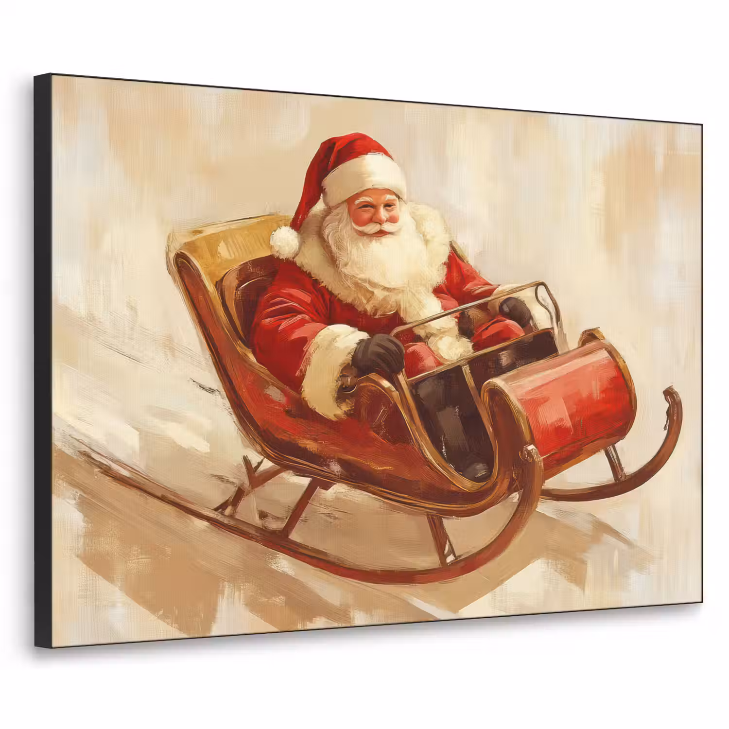 Kerst - Slee - Kerstman Textielframe - compleet frame klein -3d