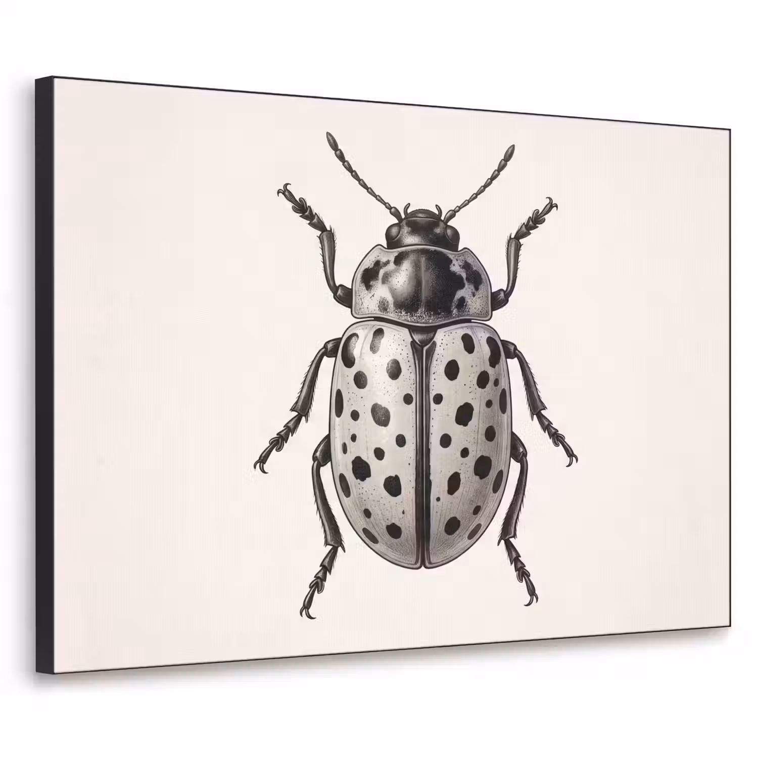 Kever - Insect - Vintage Textielframe zwart klein -3d