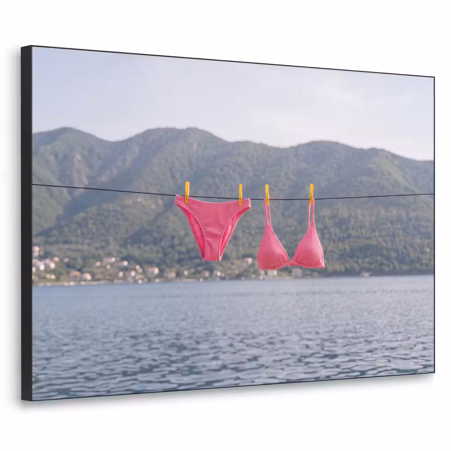 Kleding - Badkleding - Waslijn - Zomer - Roze Textielframe zwart klein -3d