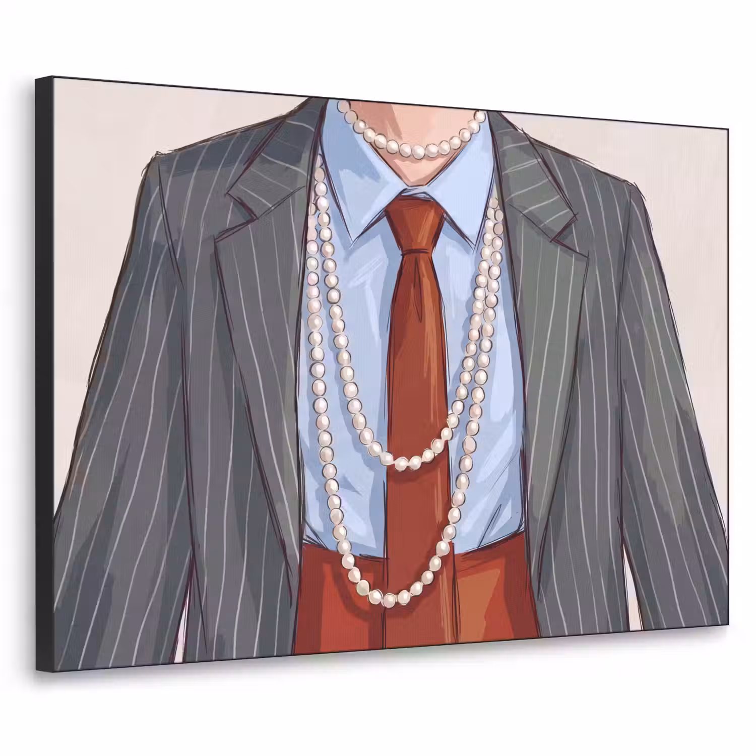 Kleding - Strik - Parels - Klassiek - Mode Textielframe zwart klein -3d