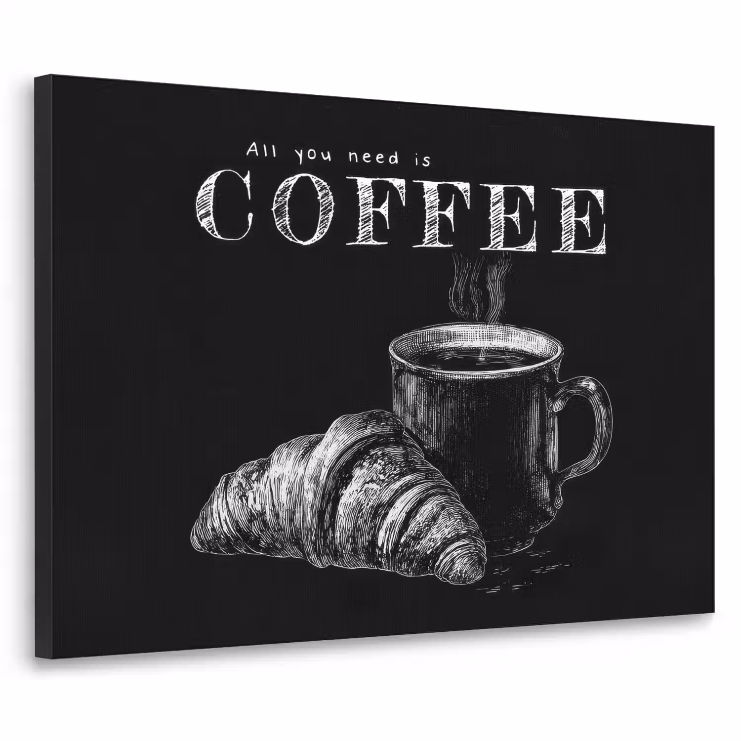 Koffie - Croissant - Tekst Textielframe - compleet frame klein -3d