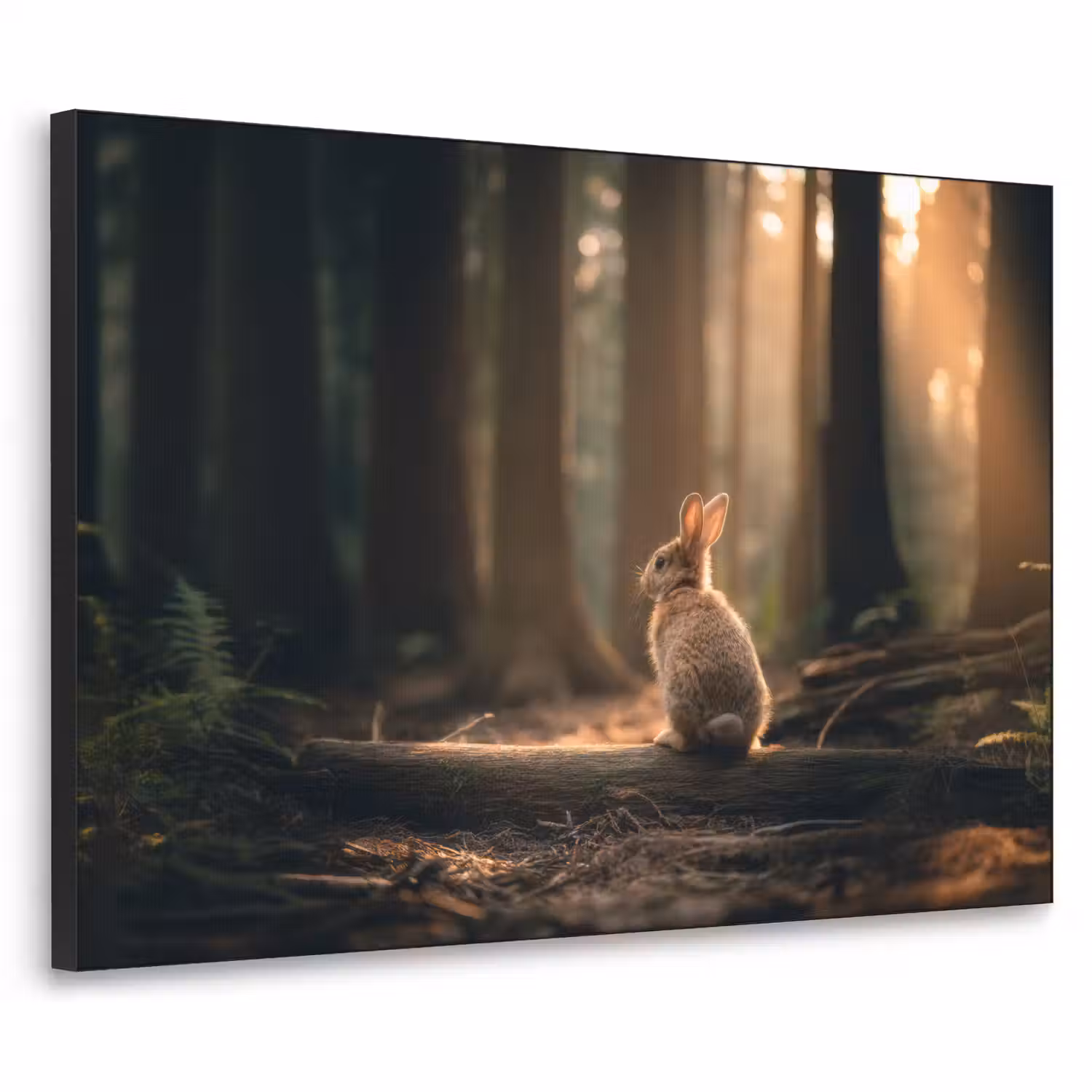 Konijn - Bos - Zonnestralen Textielframe - compleet frame klein -3d