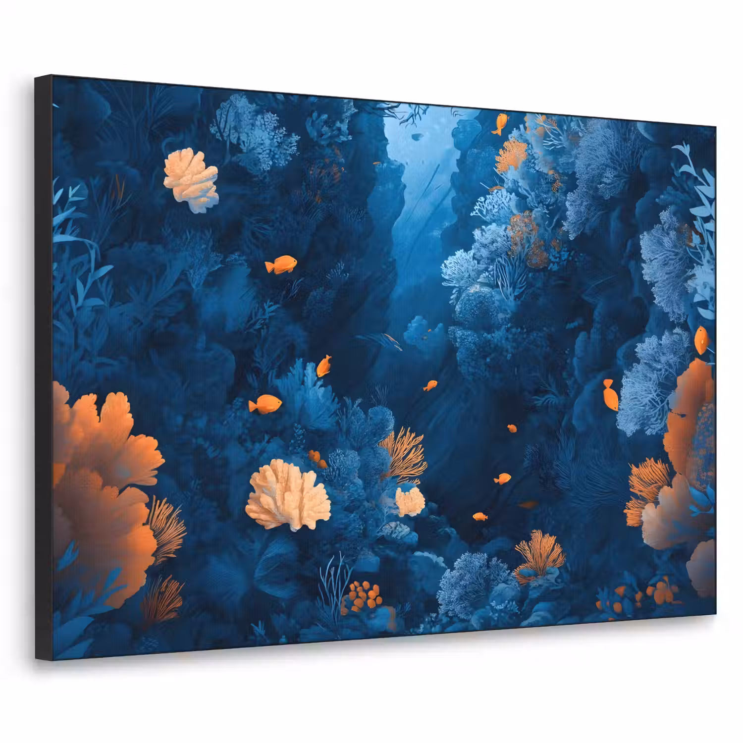 Koraalrif - Vissen - Oceaan - Blauw Textielframe - compleet frame klein -3d