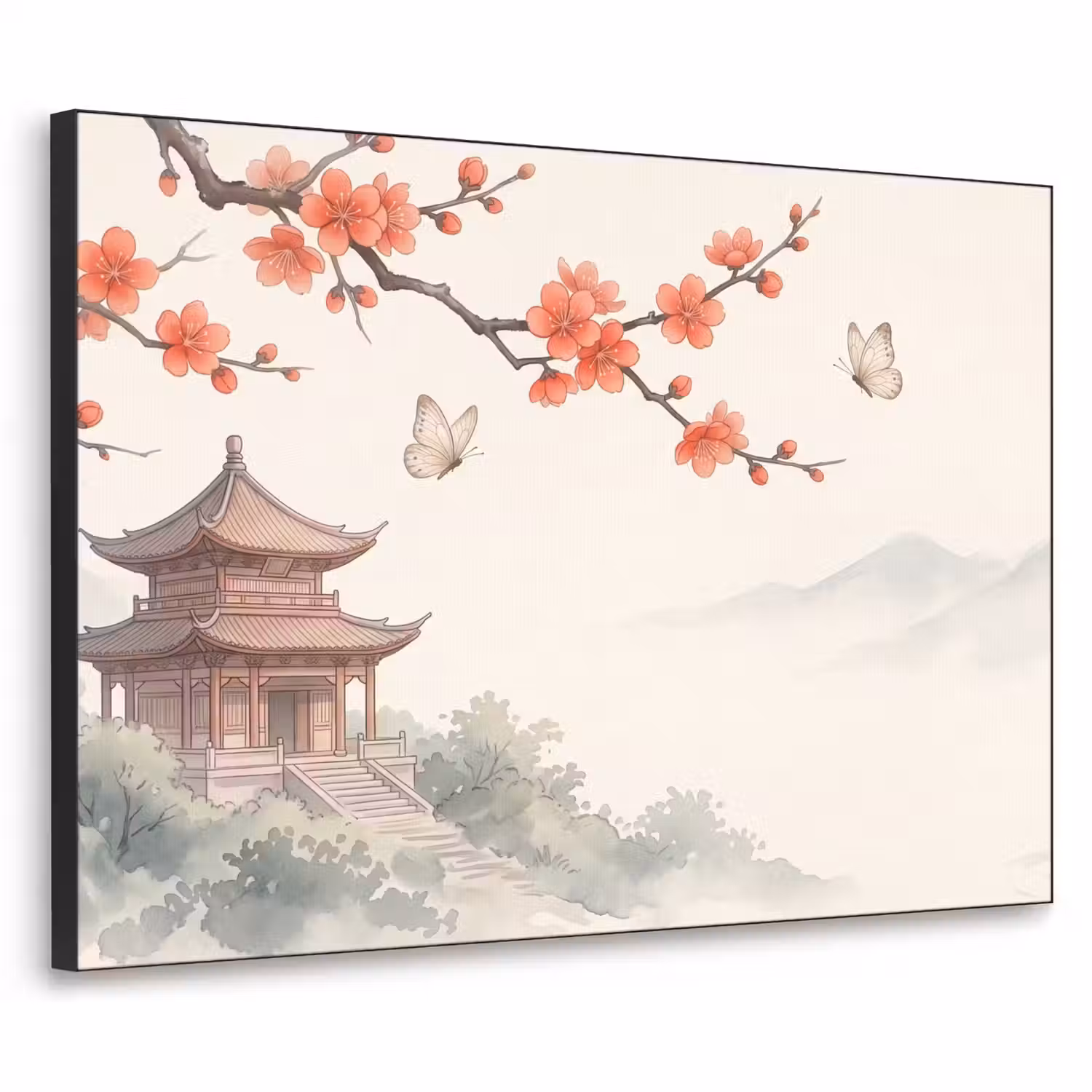 Kraanvogel - Azië - Klassiek Textielframe zwart klein -3d