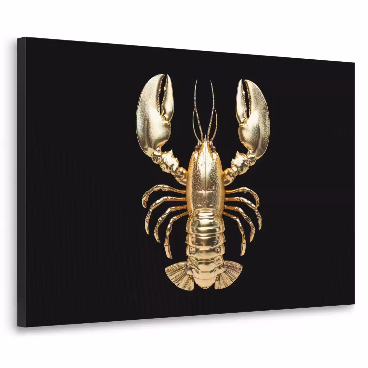 Kreeft - Goud - Textuur - Zwart Textielframe - compleet frame klein -3d