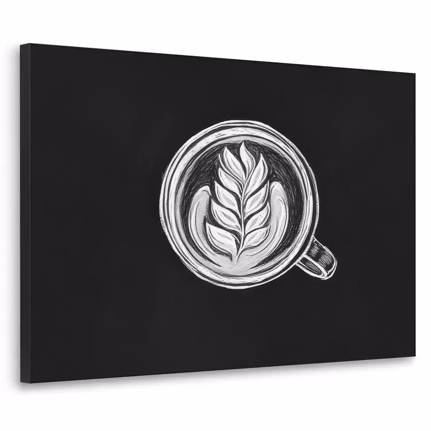 Krijttekening - Koffie - Latte art Textielframe - compleet frame klein -3d