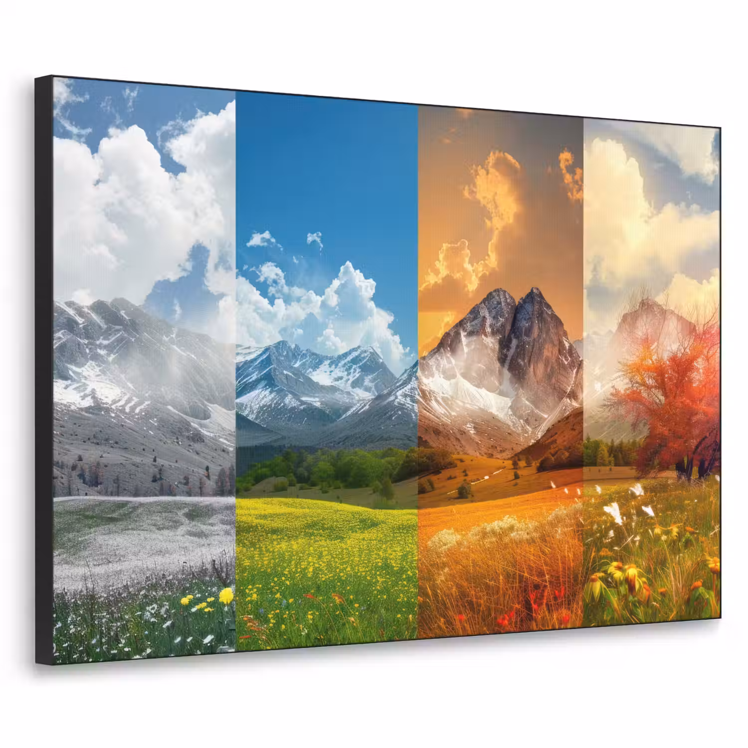 Landschap - 4 seizoenen - Natuur - Winter - Lente - Zomer - Herfst Textielframe - compleet frame klein -3d