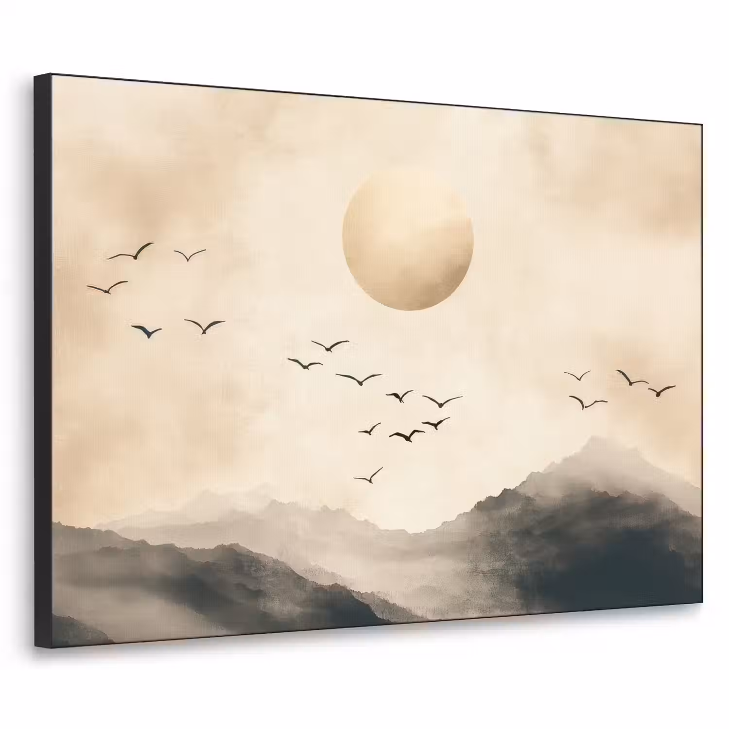 Landschap - Japandi - vogel Textielframe - compleet frame klein -3d