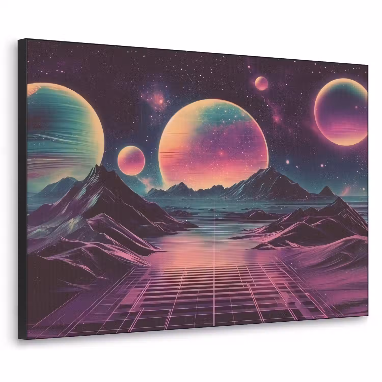 Landschap - Planeten - Horizon - Paars Textielframe - compleet frame klein -3d
