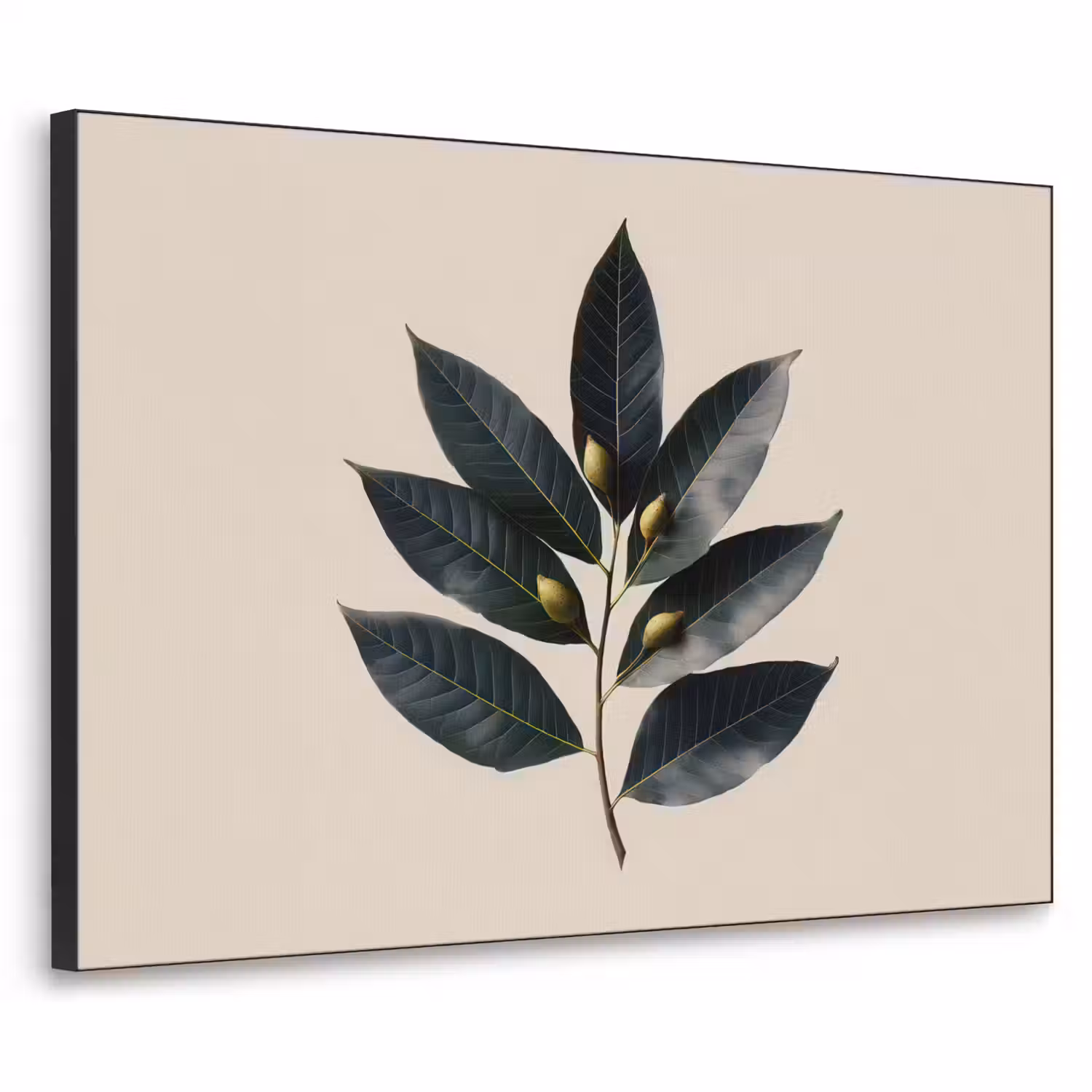 Laurierbladeren - Bloemknoppen - subtiel Textielframe - compleet frame klein -3d