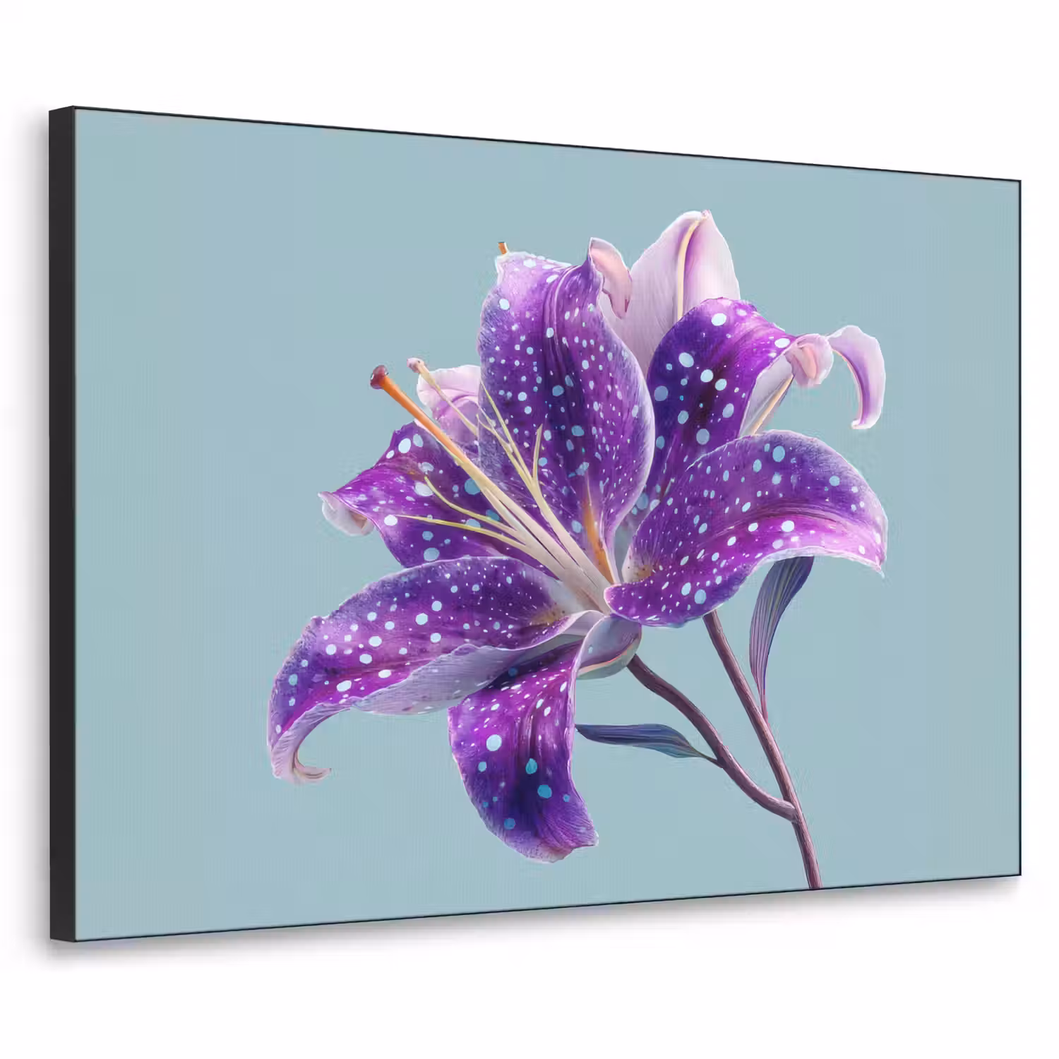 Lelie - Bloem - Paars - Stippen Textielframe - compleet frame klein -3d