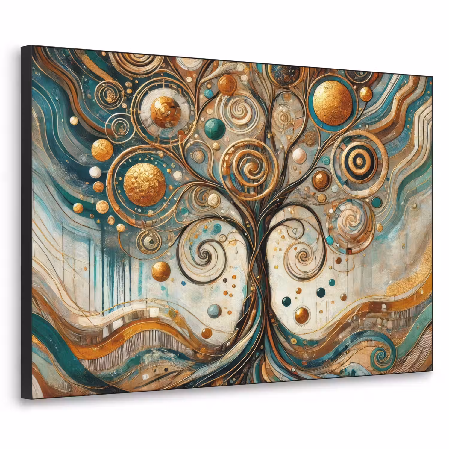 Levensboom - Boom - Abstract - Modern Textielframe zwart klein -3d