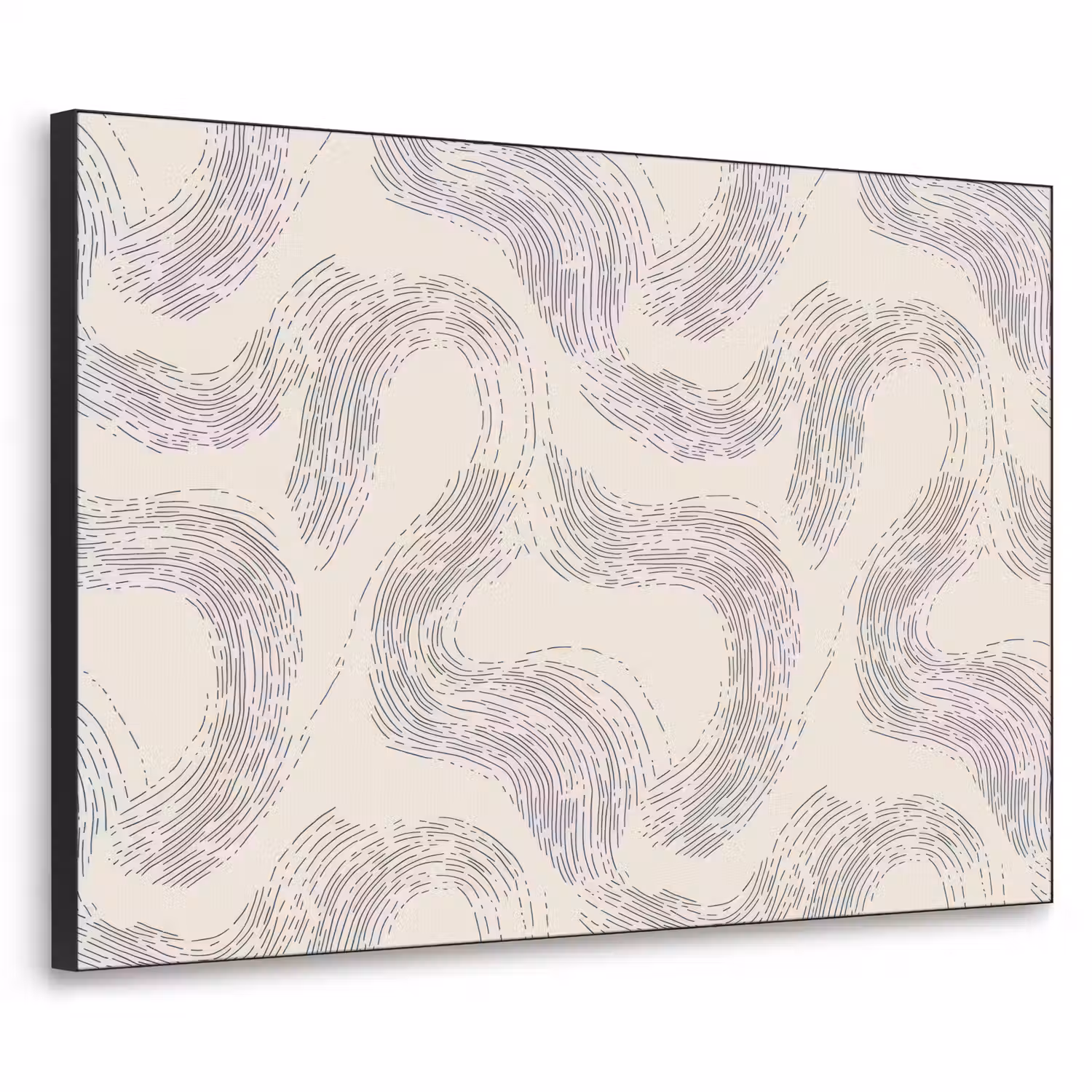 Lijnen - Patroon - Beige - Minimalistisch Textielframe zwart klein 947 -3d