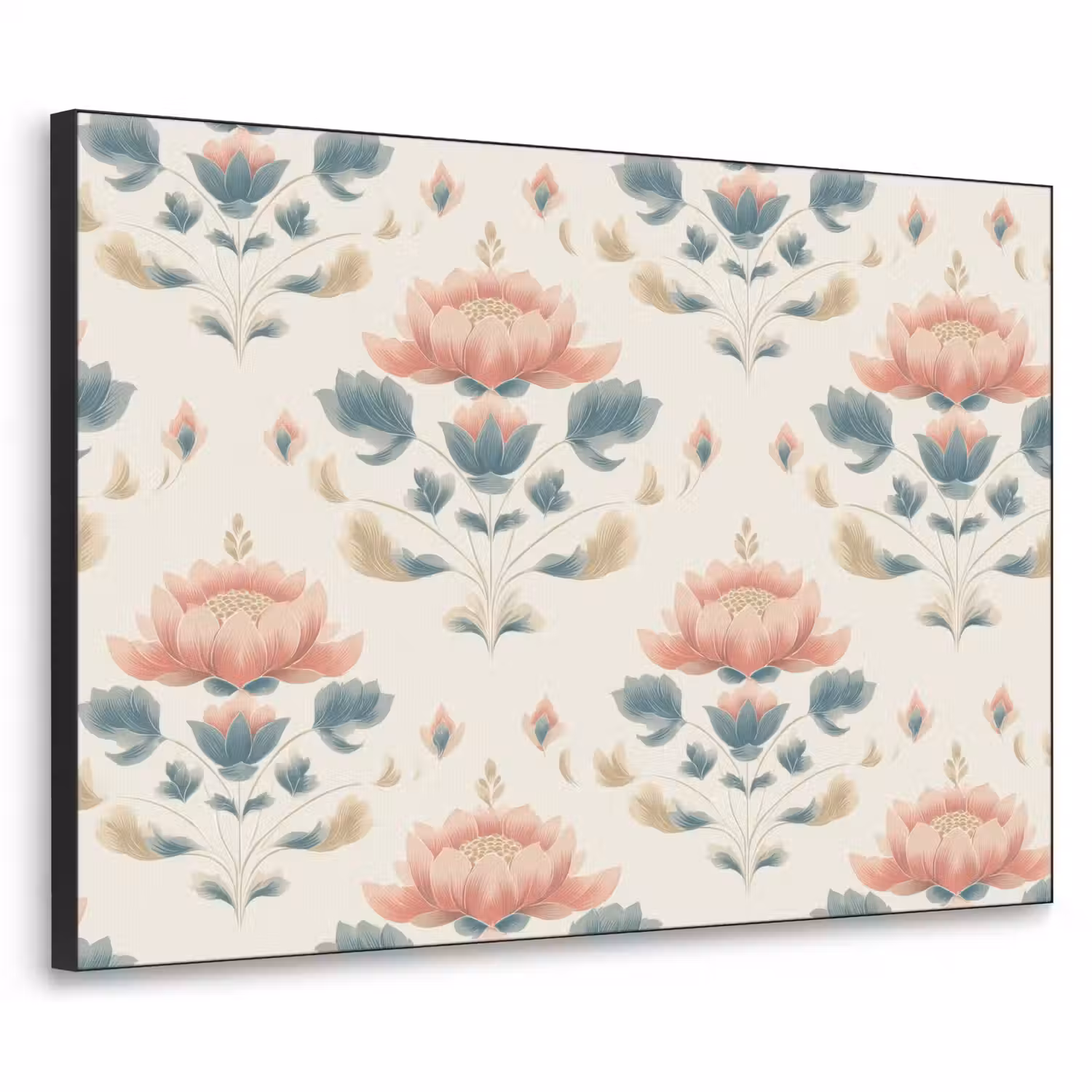 Lotus - Bloemen - Roze Textielframe zwart klein 947 -3d