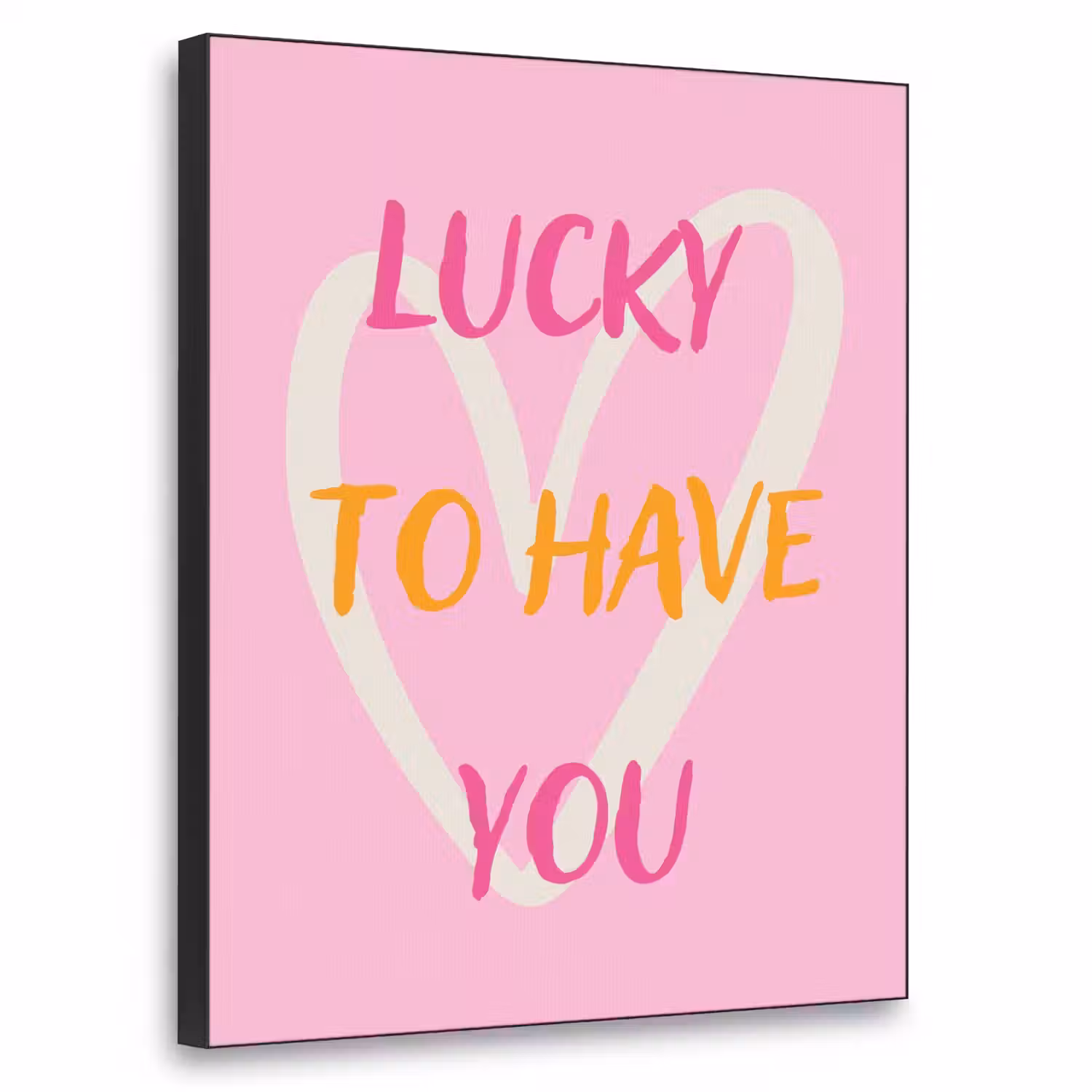 Lucky - Love - Valentijn - Roze Textielframe - compleet frame klein -3d