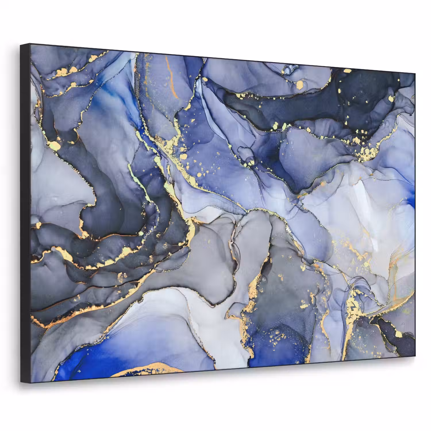 Marmer - Goud - Abstract - Blauw Textielframe zwart klein -3d